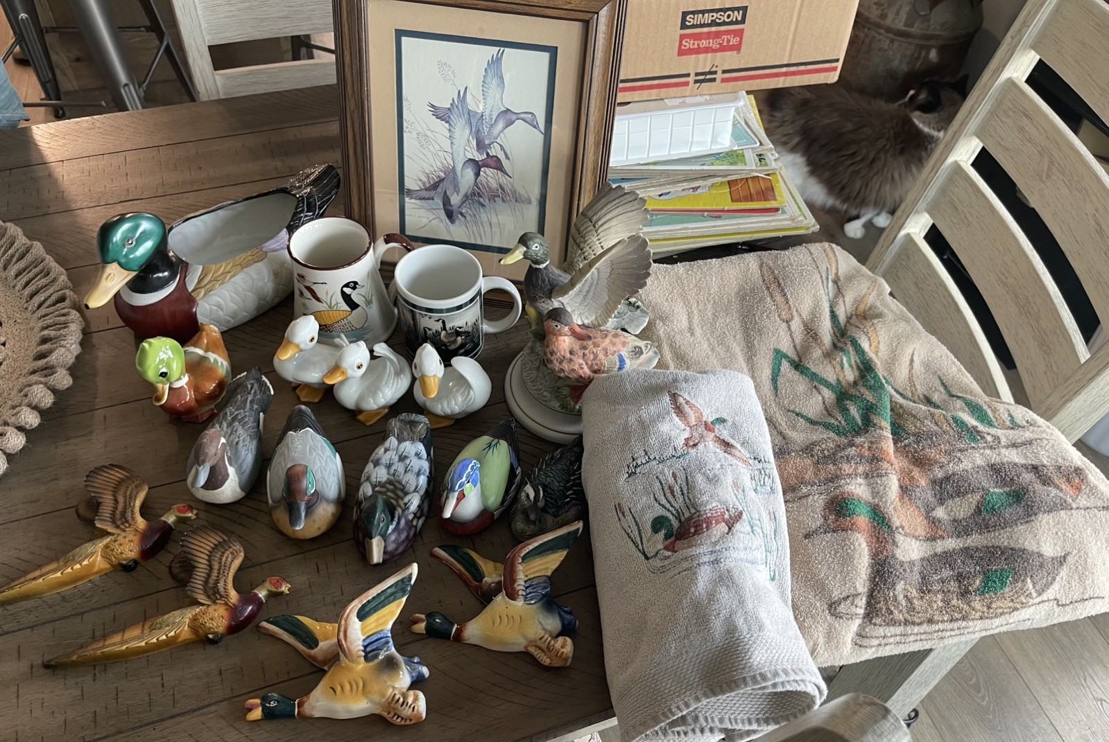 Vintage Duck Pheasant Mallard Lot Wall Pockets Picture Towels Mugs Decor 