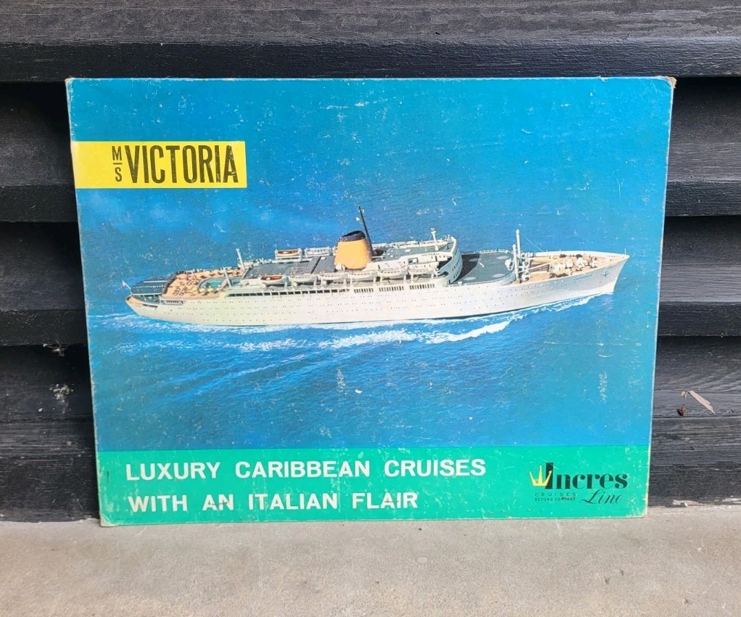 1963 Incres Cruise Lines Esle back Advertising Cardboard Italian MS Victoria 1963 Incres Cruise Lines Esle back Advertising Cardboard Italian MS Victoria