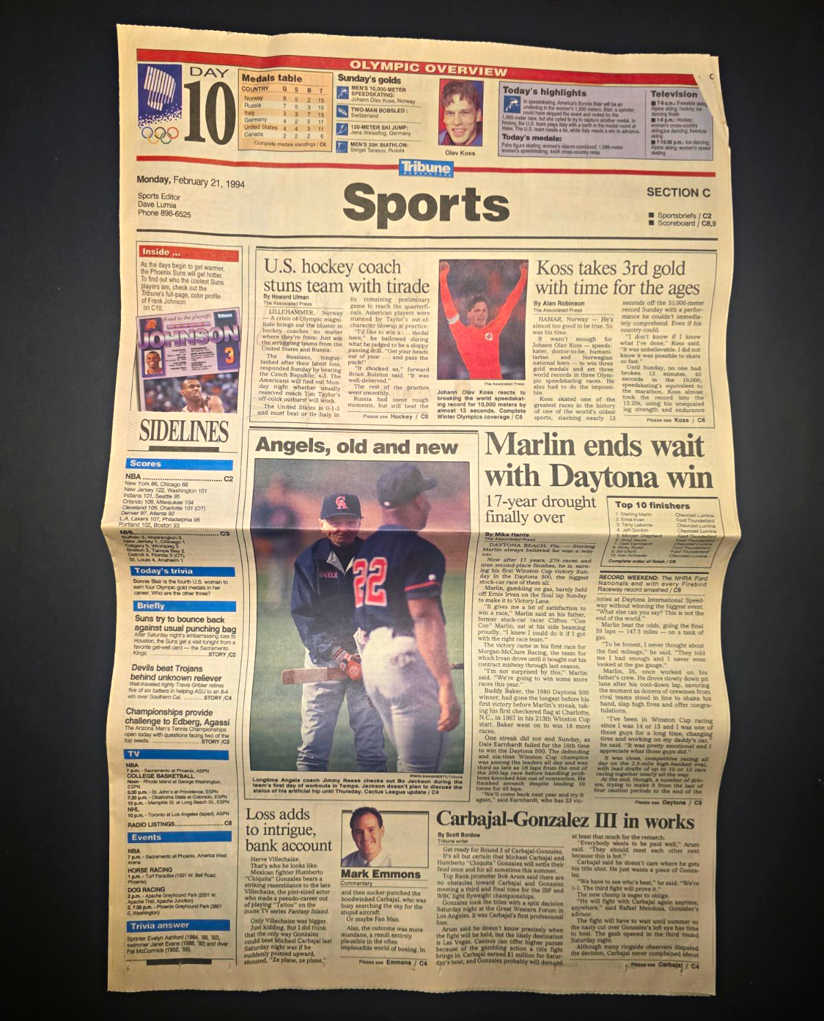 Tribune Sports Section C Day 10 Olympics Overview Monday February 21, 1994 Tribune Sports Section C Day 10 Olympics Overview Monday February 21, 1994
