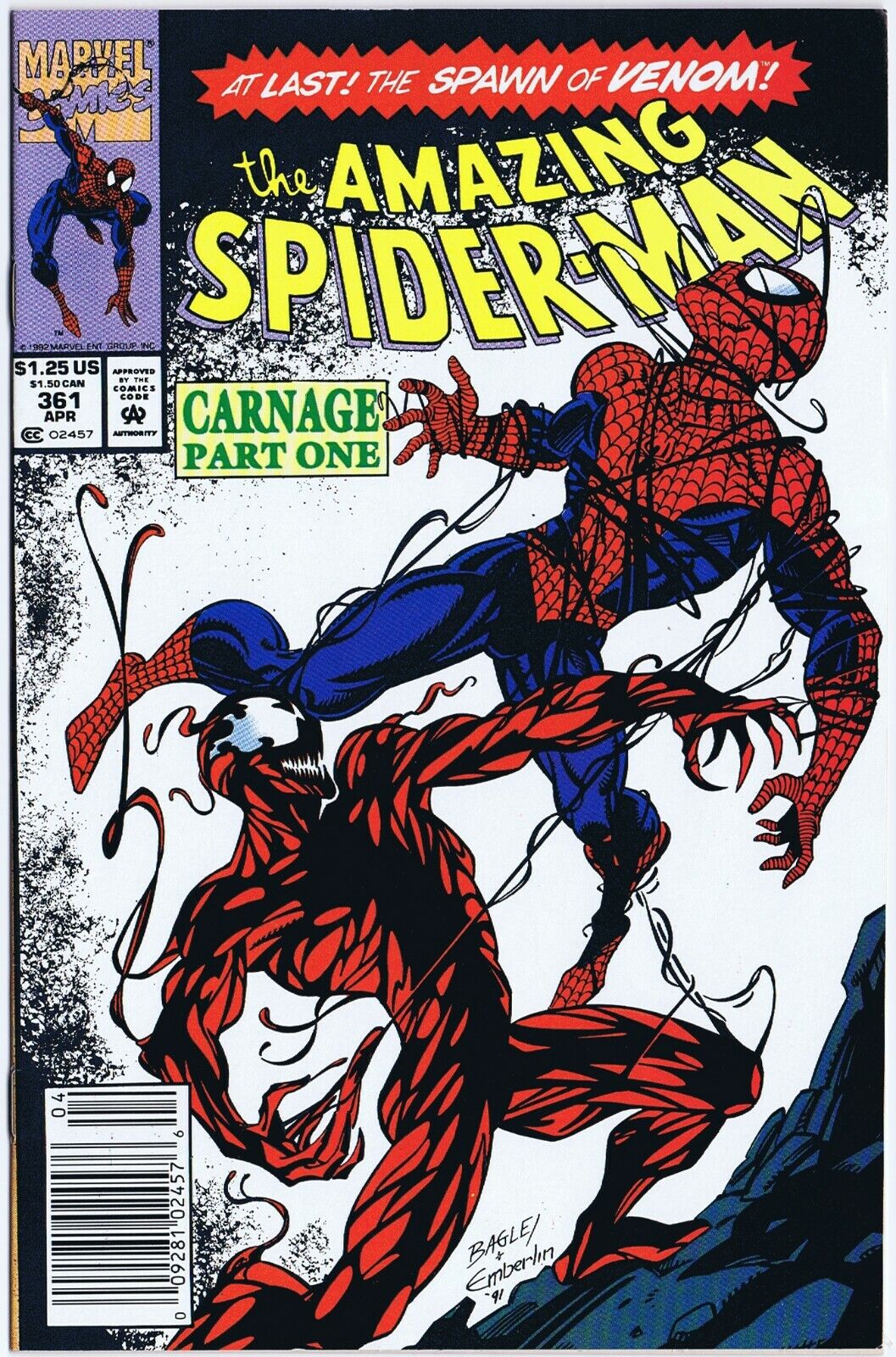 THE AMAZING SPIDER-MAN 361 Marvel Comics 1992 1st CARNAGE Newsstand Edition
