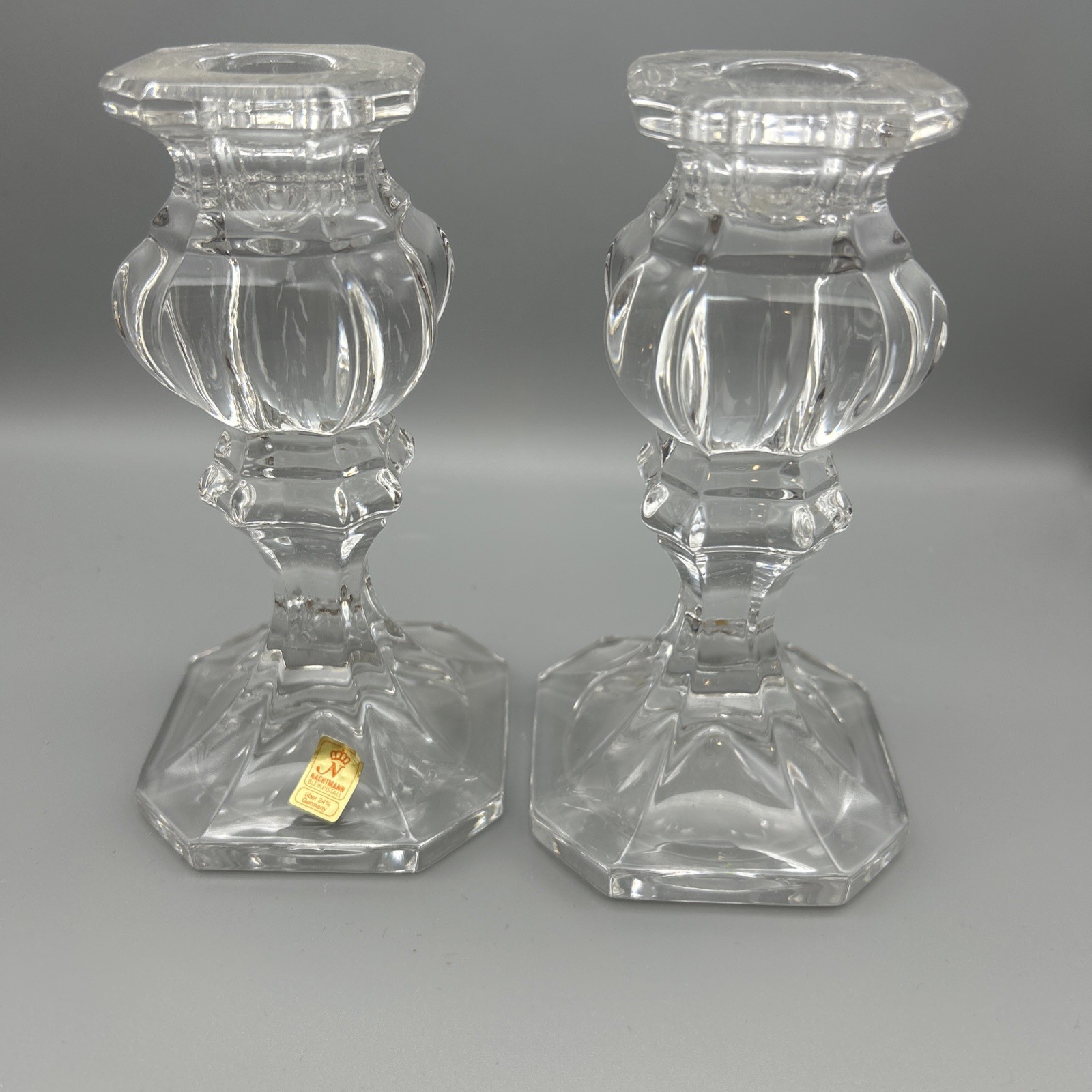 Set Of Bleikristall Made In Germany 24% Lead Crystal  Candlesticks 6”H