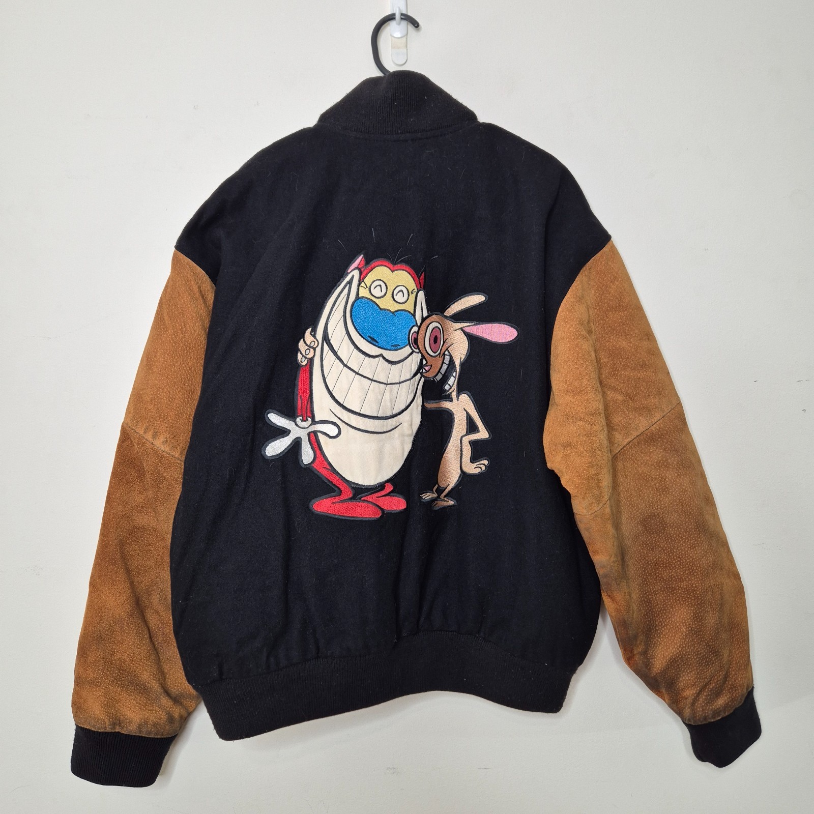 VTG Inck Nickelodeon Ren & Stimpy Show Jacket Suede Size XL Vintage 1994