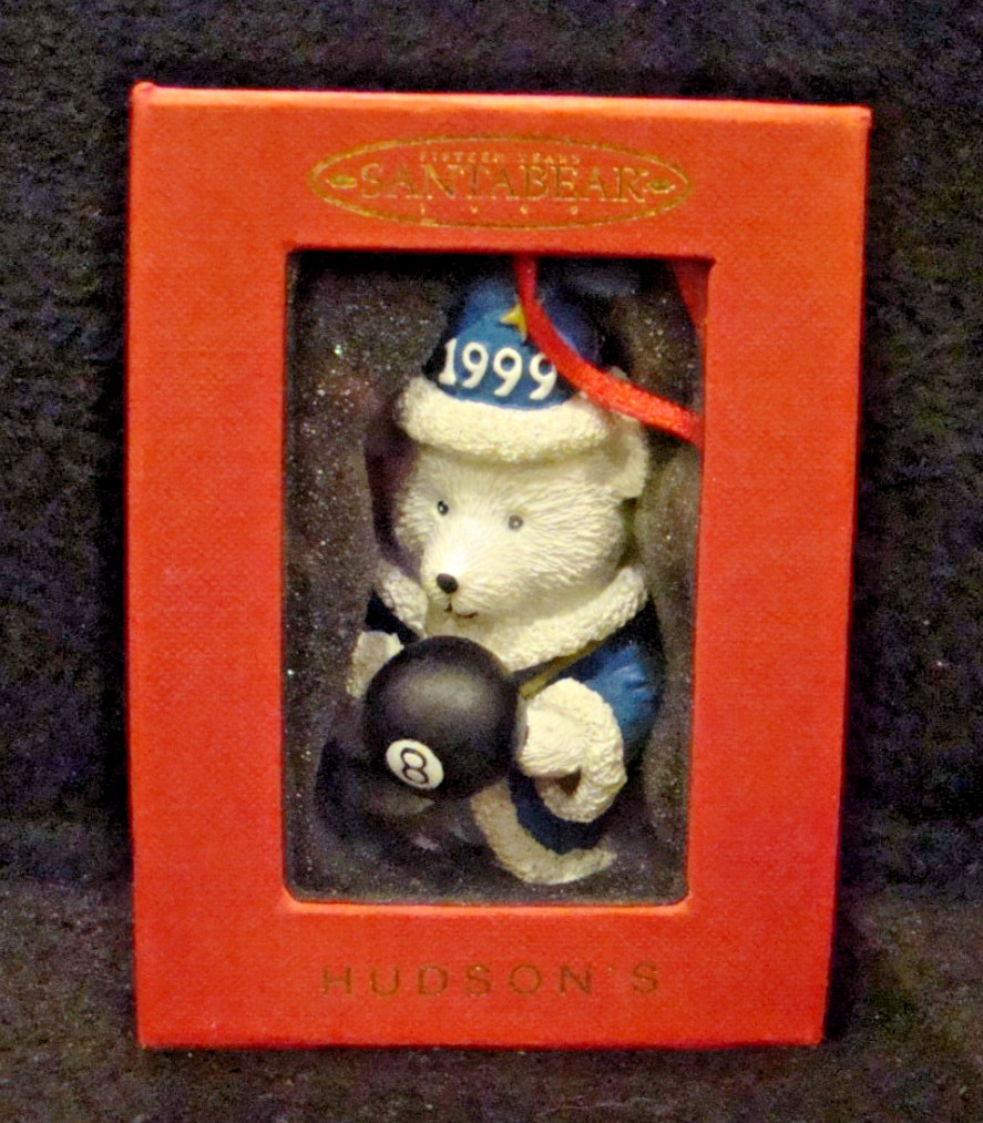 NEW VINTAGE 1999 HUDSON\'S SANTA BEAR CHRISTMAS ORNAMENT