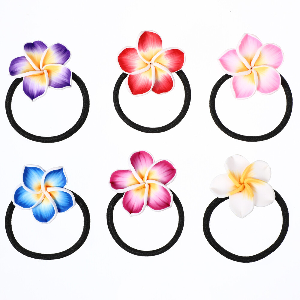12PCS plumeria hair rope flower hairband Flower Elastic Hair Ties Flower