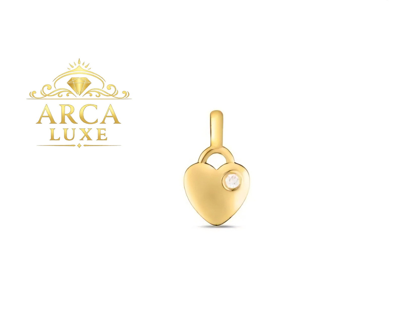 14K Solid Gold mini Diamond Heart Charm