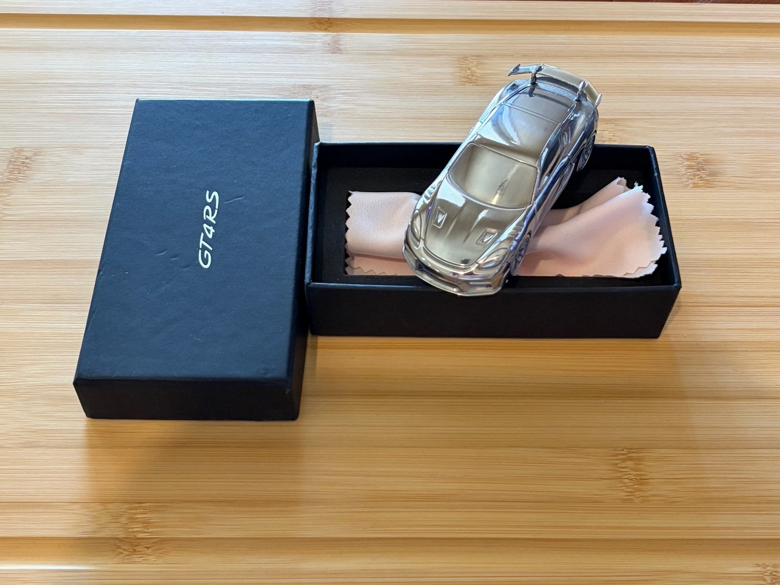 Porsche 718 Cayman GT4 RS Aluminum Chrome model scale 1:43 Paperweight