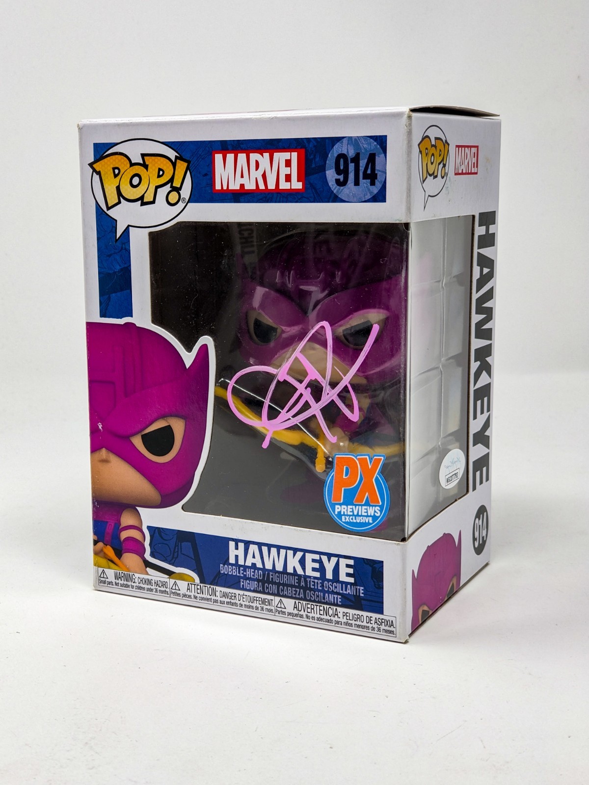 Jeremy Renner Marvel PX Exclusive Hawkeye #914 Signed Funko Pop JSA Certified