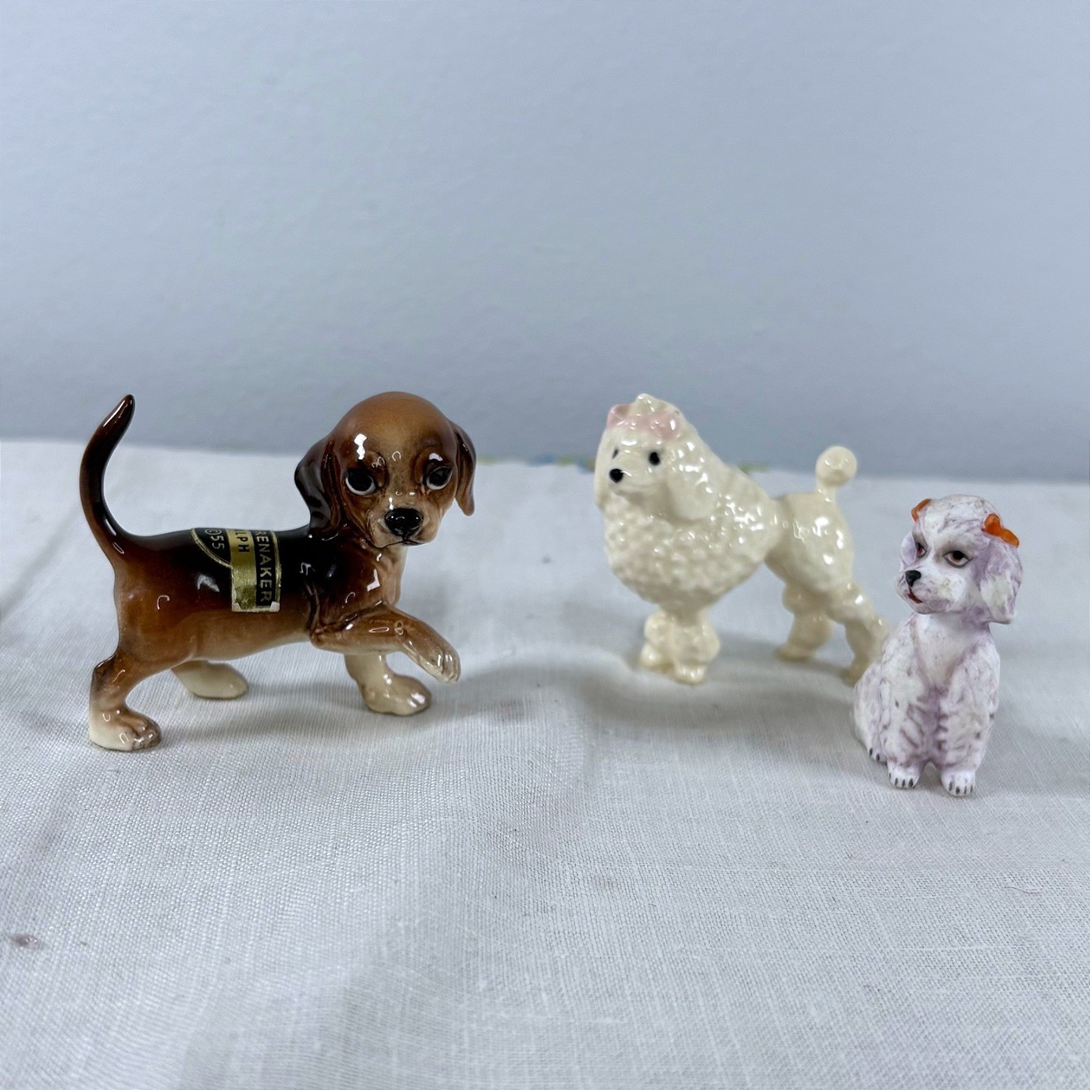 Vintage Hagen-Renaker Ralph Bloodhound & Poodle Miniatures Set of 3