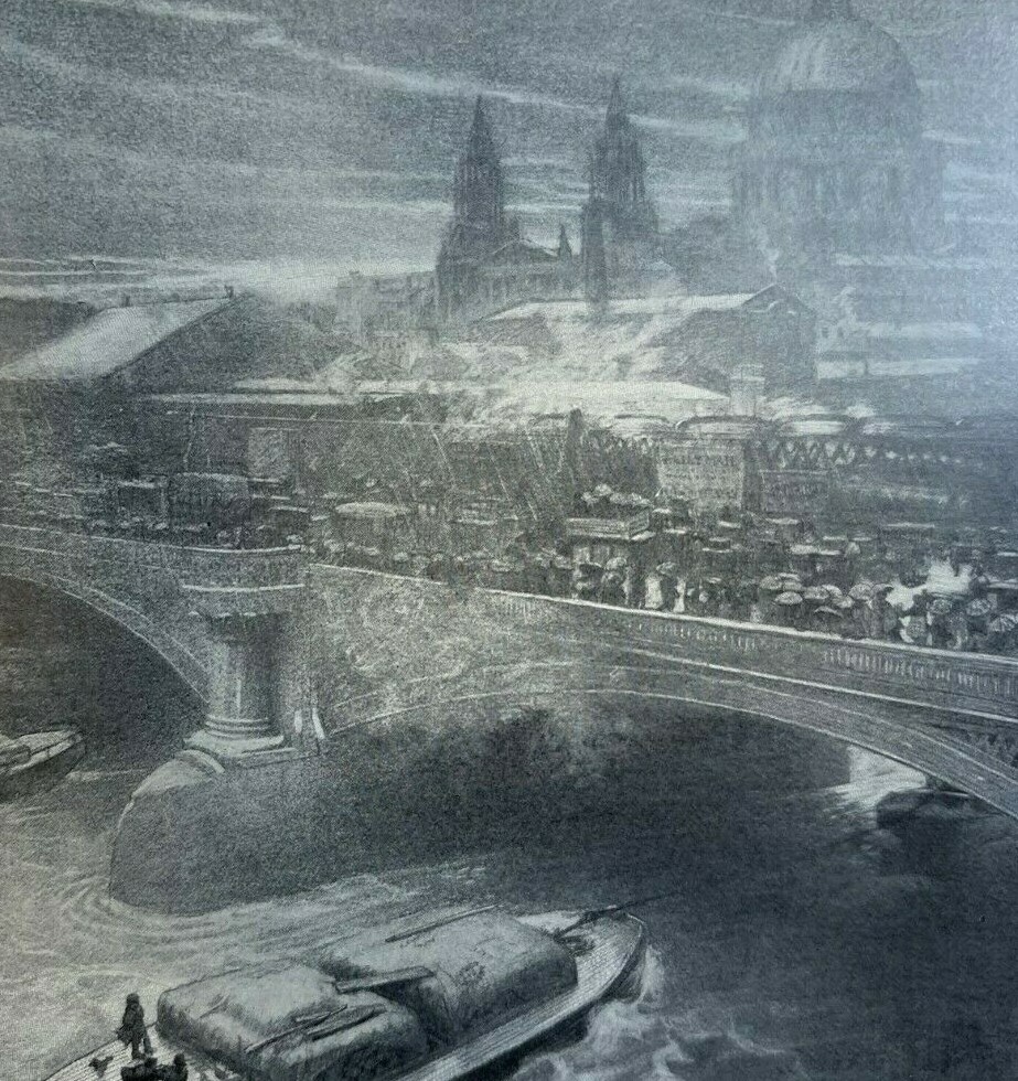 1902 London England St. Paul's Blackfriar's Bridge Thames Street illustrated 1902 London England St. Paul's Blackfriar's Bridge Thames Street illustrated