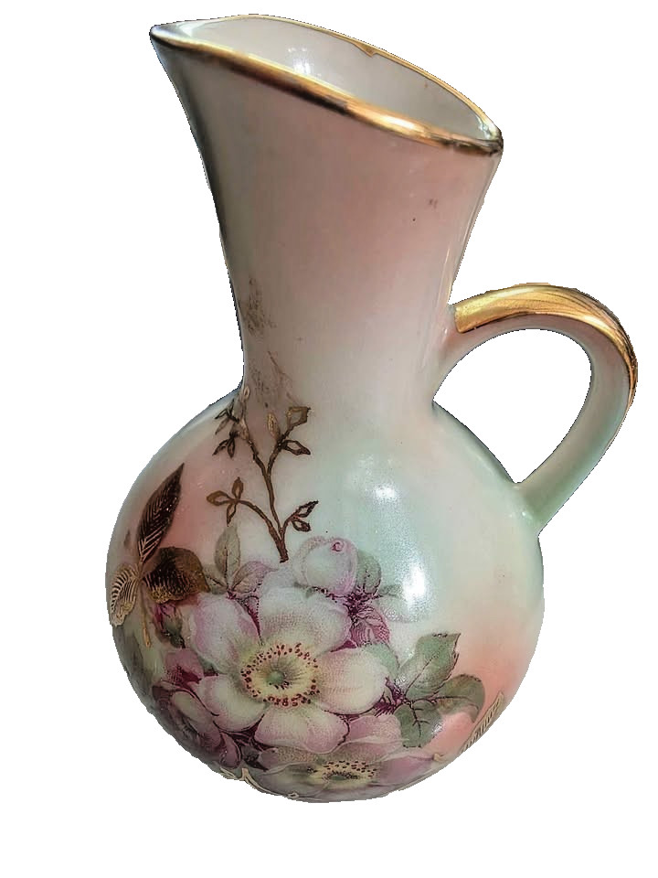 Schumann Arzberg Bavaria Floral Pitcher w/Gold Trim