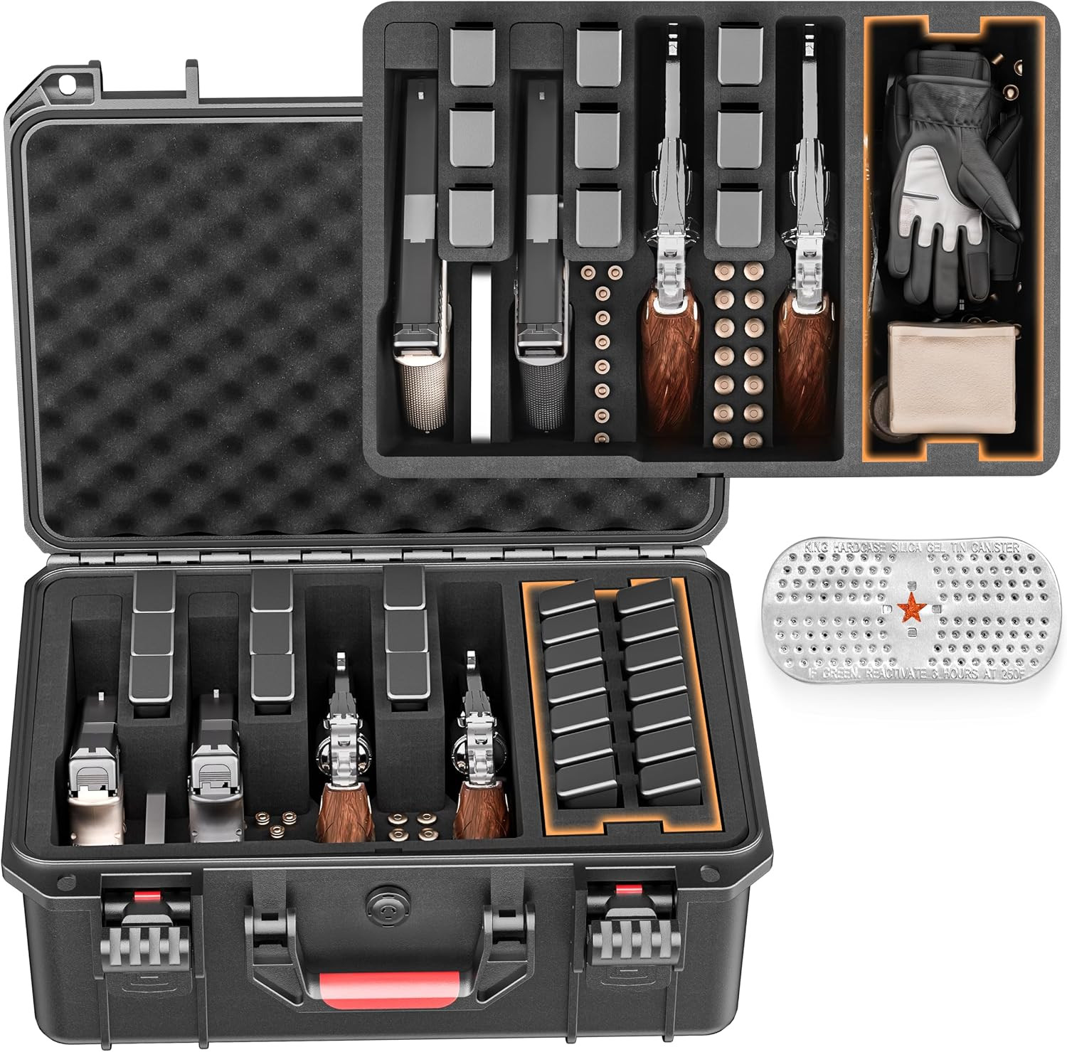 Gun Case for Handguns, Pre-Cut Multiple Pistols Case Shockproof Waterproof Hard