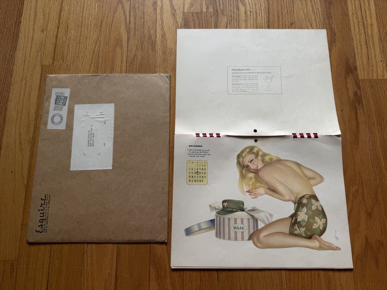 VTG 1942 WWII Esquire Varga Pinup Girls 9 Month Calendar Sexy Mailer