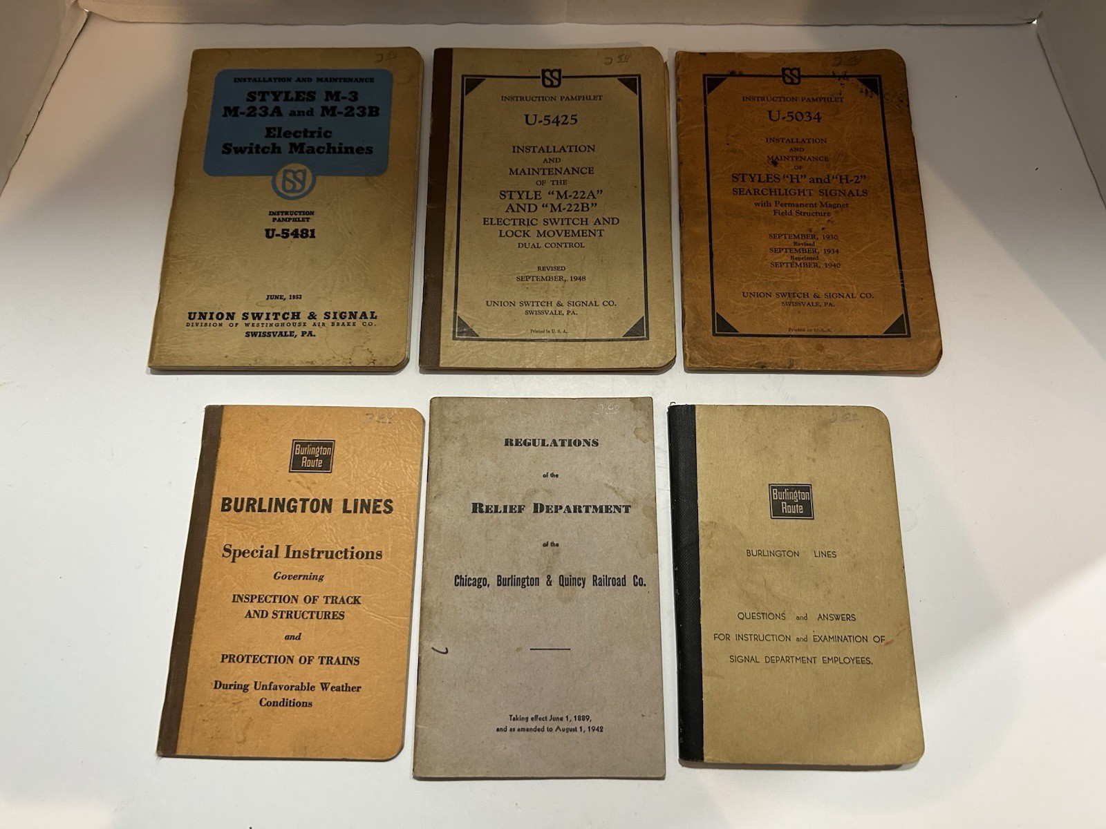 Vintage Railroad Manual Lot of 5 Union Switch Signal M-22 M-23 CB&Q Burlington..