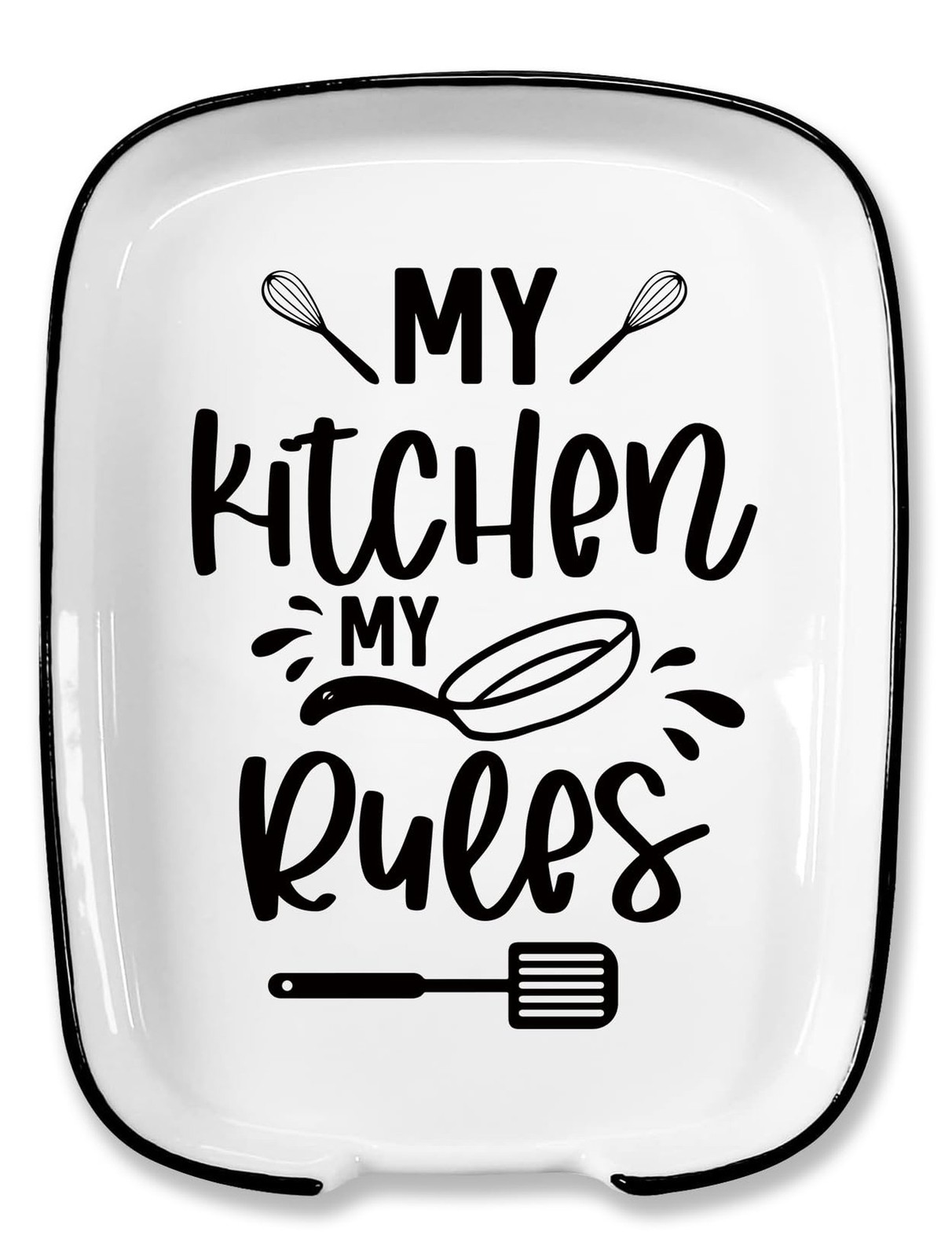 Funny My Kitchen My Rules Spoon Rest, Ceramic Spoon Rest for Stove Top Large ...