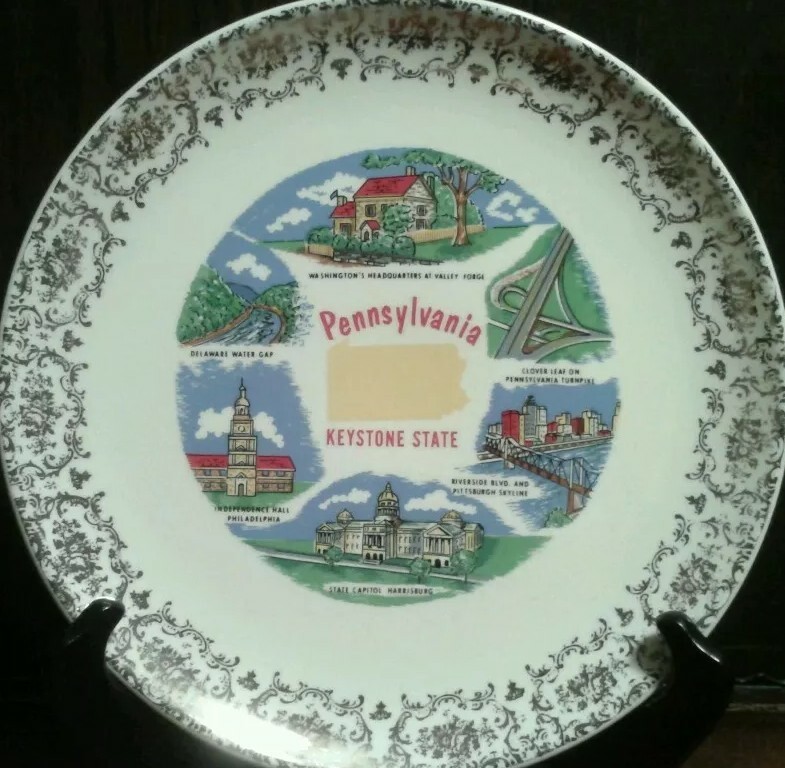 Vtg Pennsylvania Souvenir Plate * Independence Hall * Pittsburgh * Valley Forge