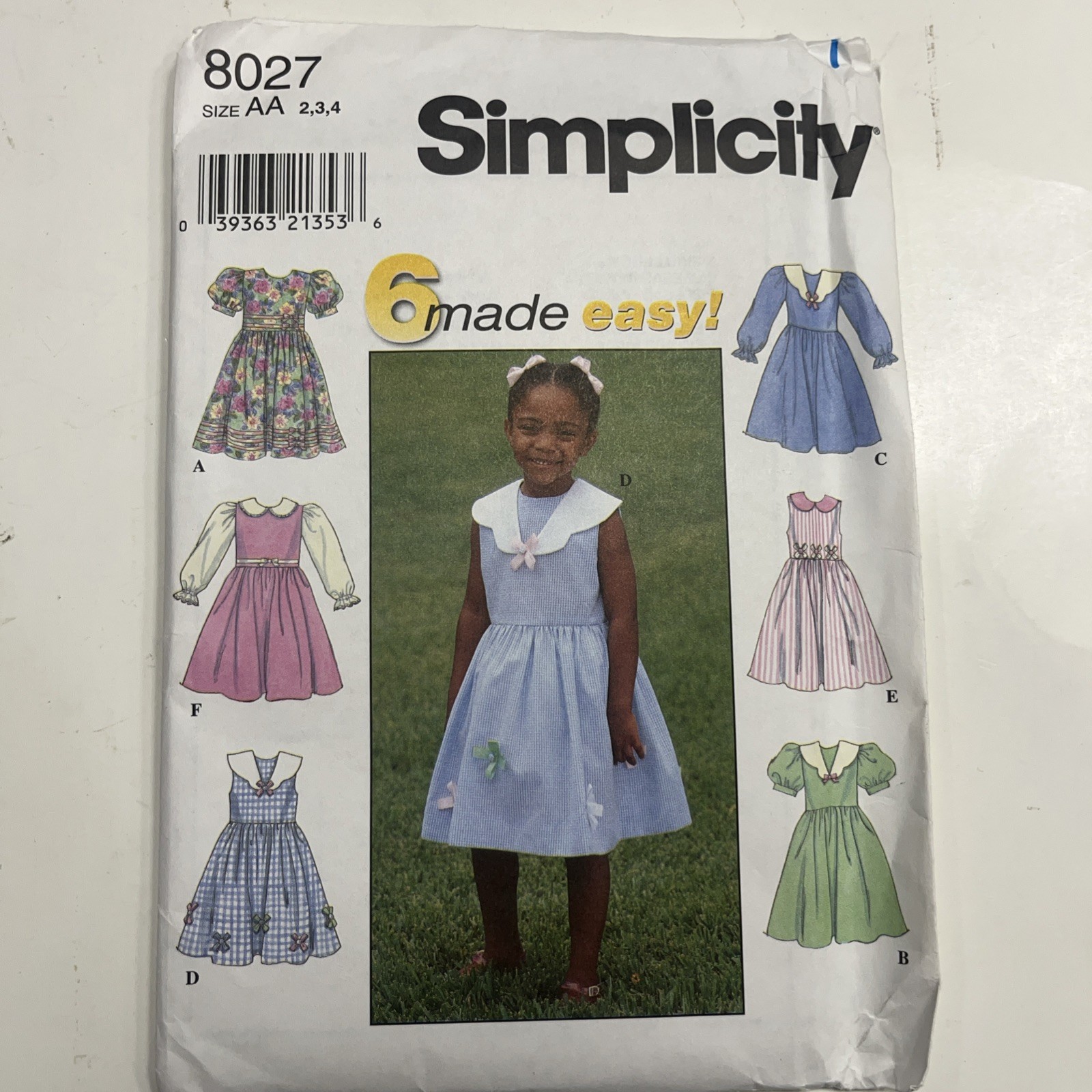 Simplicity Vintage sewing pattern 8027 Girls Dress Sz 2,3,4 Uncut Simplicity Vintage sewing pattern 8027 Girls Dress Sz 2,3,4 Uncut