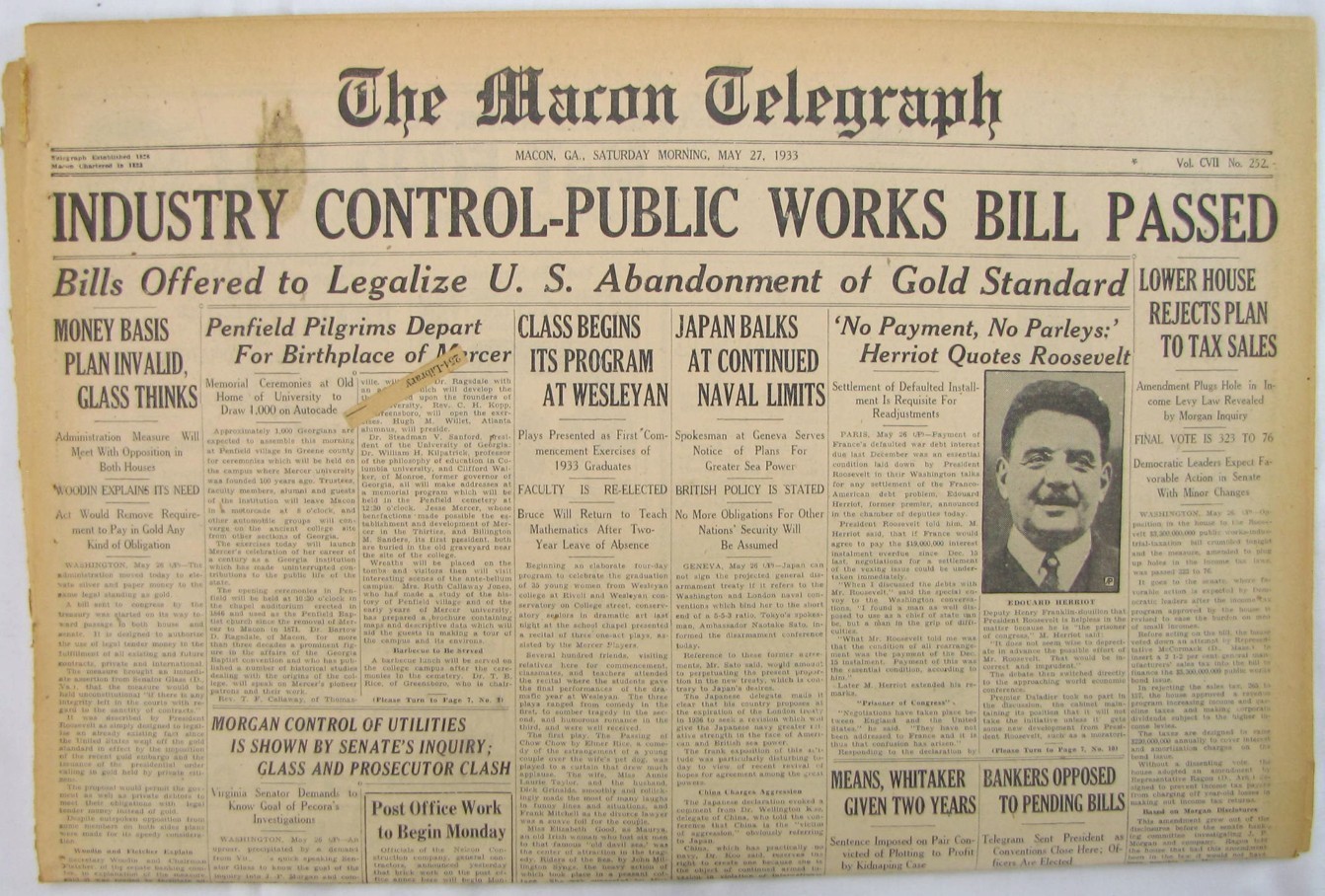 Vintage 1933 FDR Roosevelt Abolishes Gold Standard Newspaper