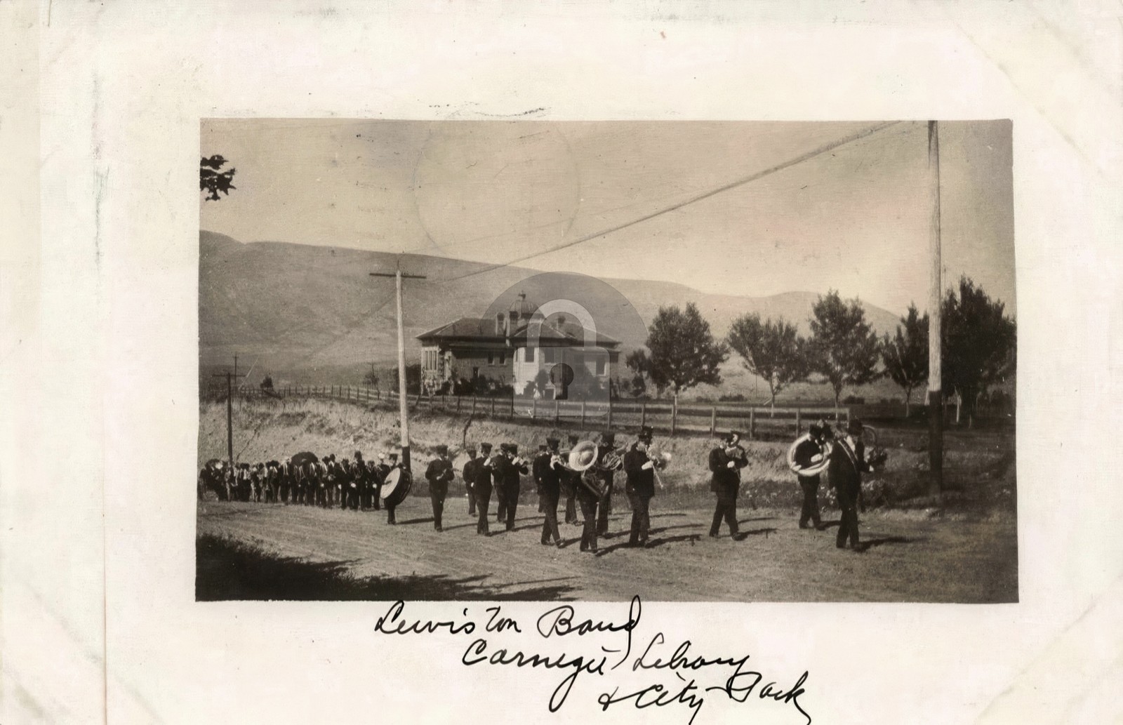 Lewiston ID 1909 Lewiston Band & Carnegie Library Idaho RPPC Photo Postcard COPY