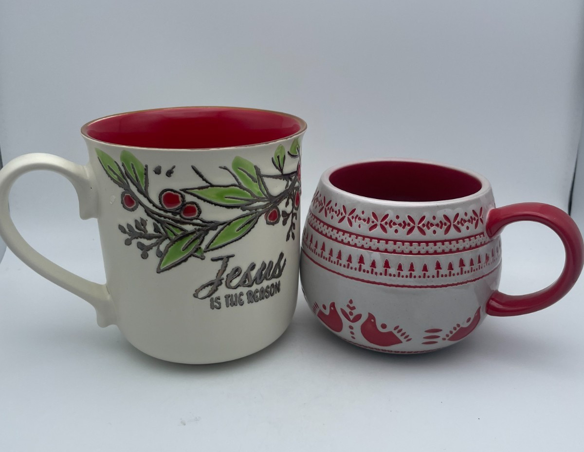 Jesus Is The Reason For The Season Spectrum Mug Nordic Fair Isle  S/2 Cups B84