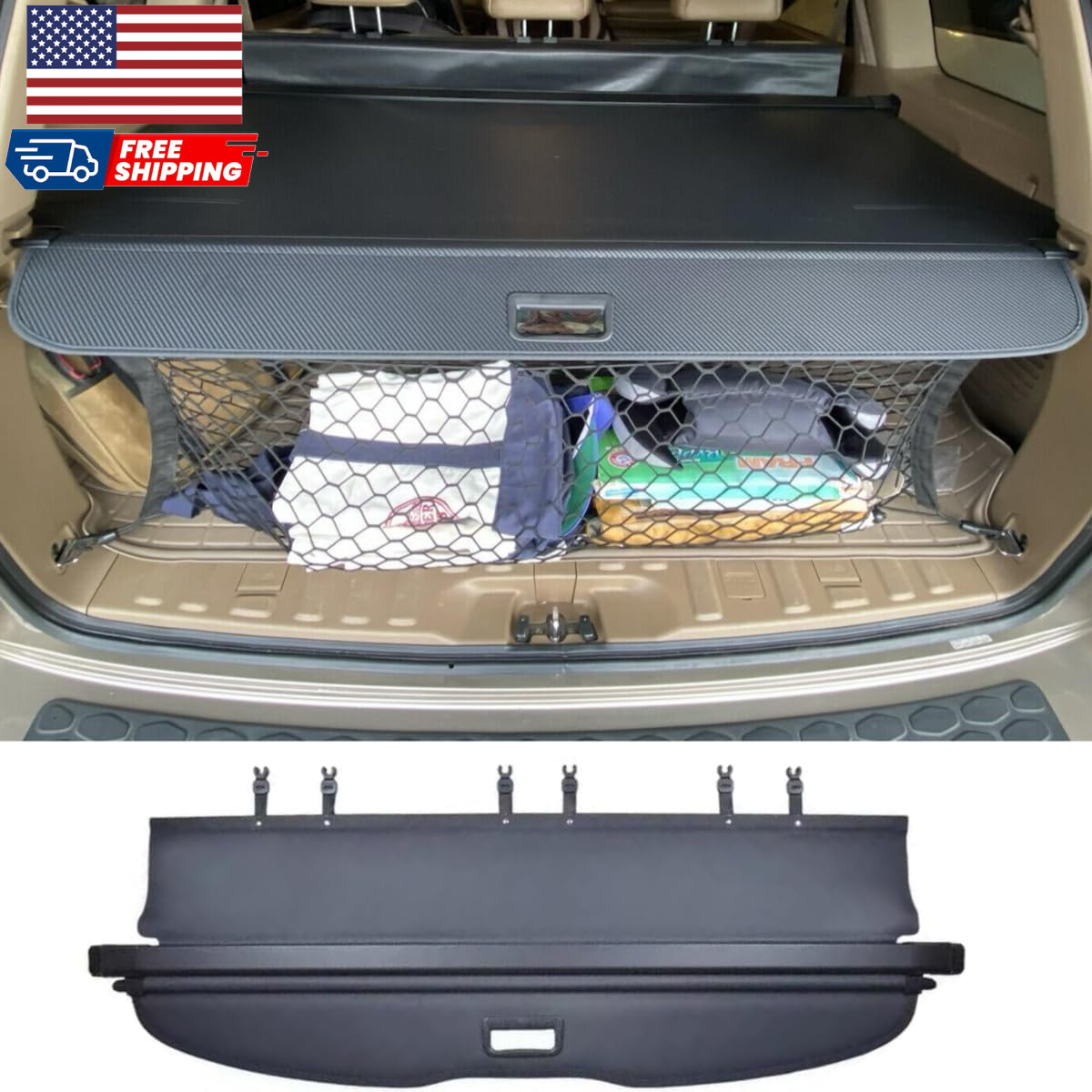 Retractable Cargo Cover Compatible with Honda Pilot 2003-2008 Trunk Accessori...