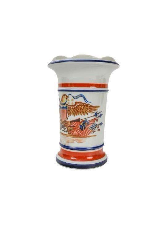 Vintage Mottahedeh Patriotic Eagle with Flag Vases - Set of 2 - 5.25\