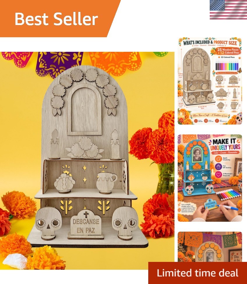 Dia De Los Muertos Altar Kit, Wooden Day of the Dead Ofrenda Dia De Los Muertos Altar Kit, Wooden Day of the Dead Ofrenda