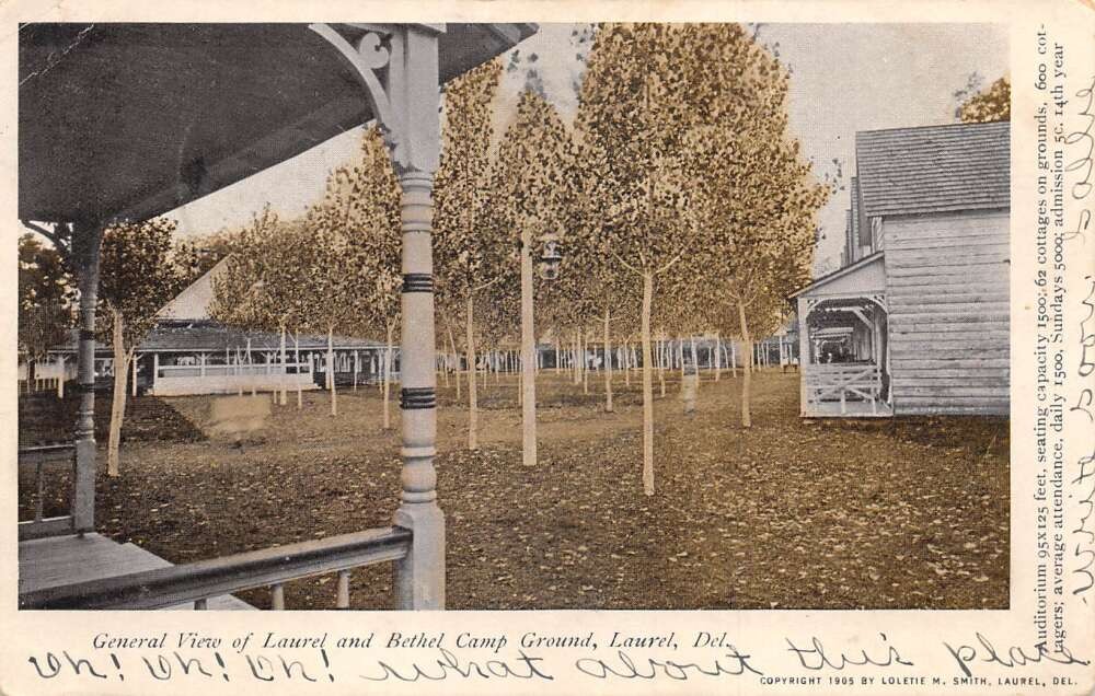Laurel Delaware Laurel and Bethel Camp Ground Vintage Postcard AA116874