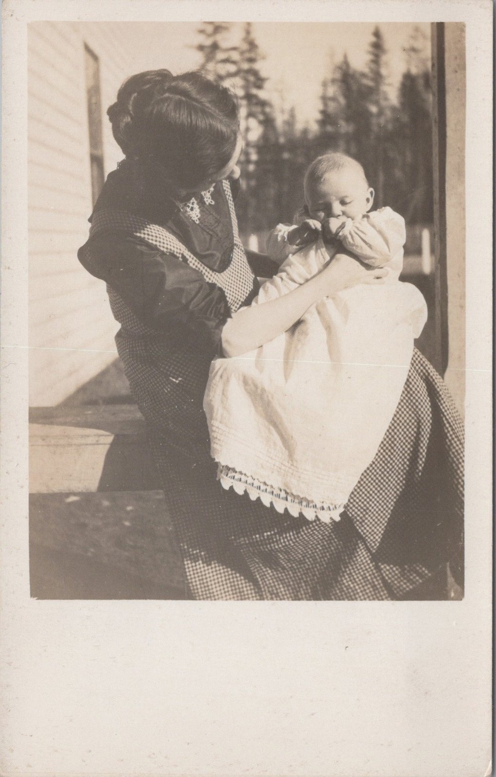 Mother Holding Baby RPPC Mother and Baby Postcard