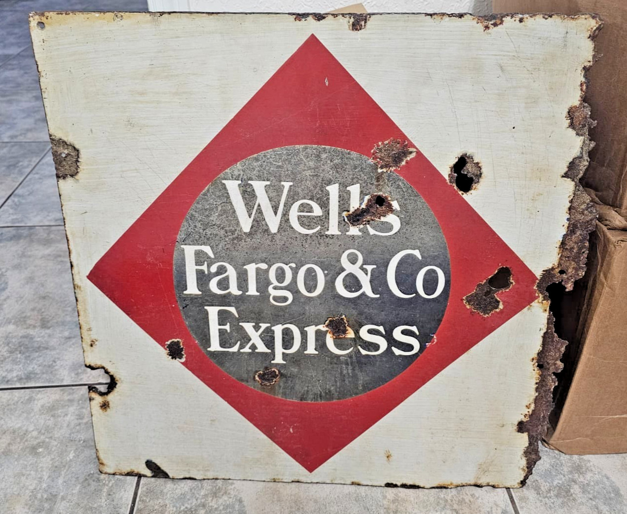 ANTIQUE Wells Fargo & Co Express 1930s ORIG 21x21