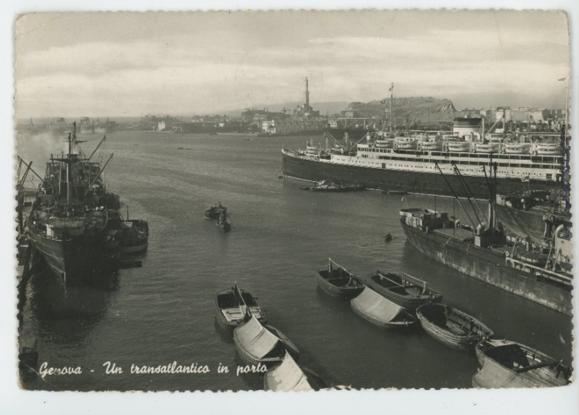 Vintage Postcard Genoa Italy Harbor Ships Maritime Port Scene Mr E. J. Santeto