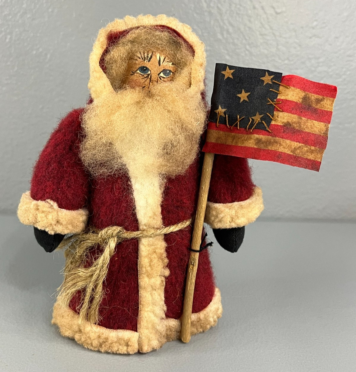 Primitive Folk Art Patriotic Santa Christmas Handmade Doll, Peg F. 6.