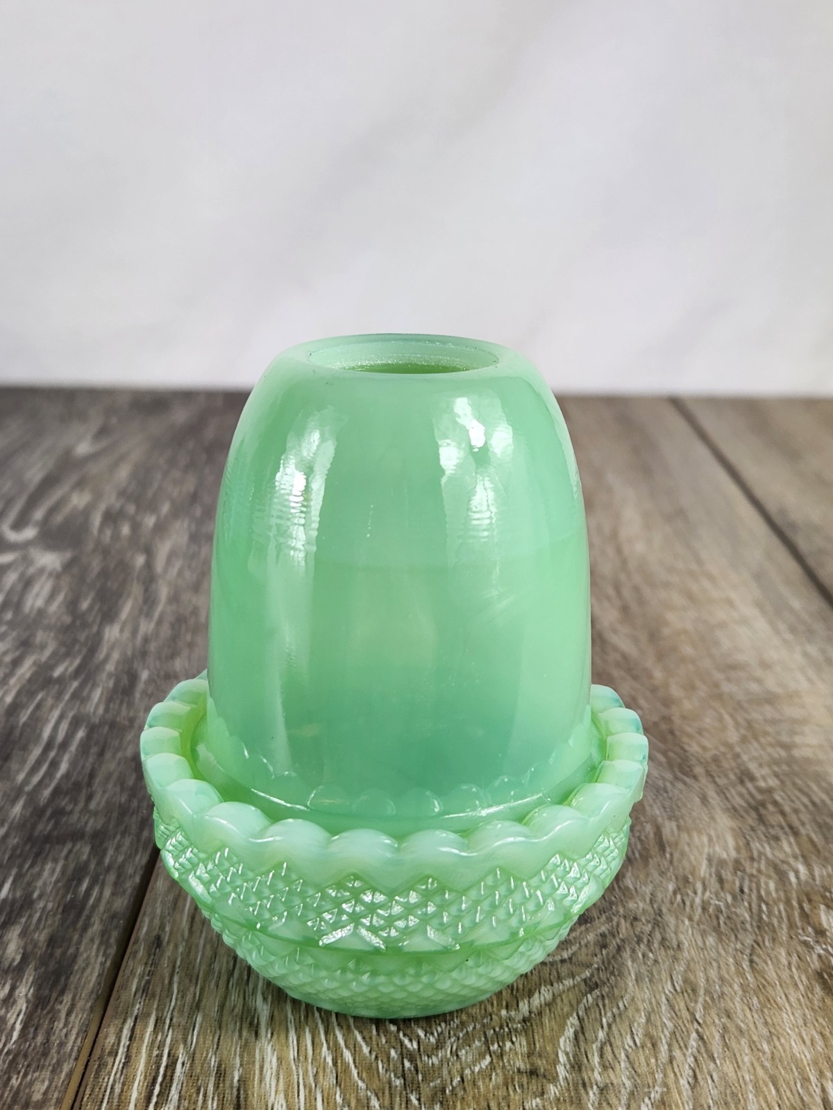 Jadeite Green Milk Glass Fairy Lamp - 4