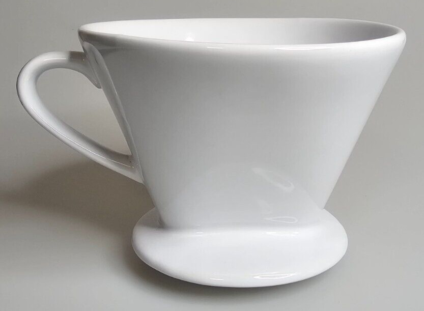 White Porcelain Drip Coffee Maker Pour Over Large Cup One Hole Drip Unbranded