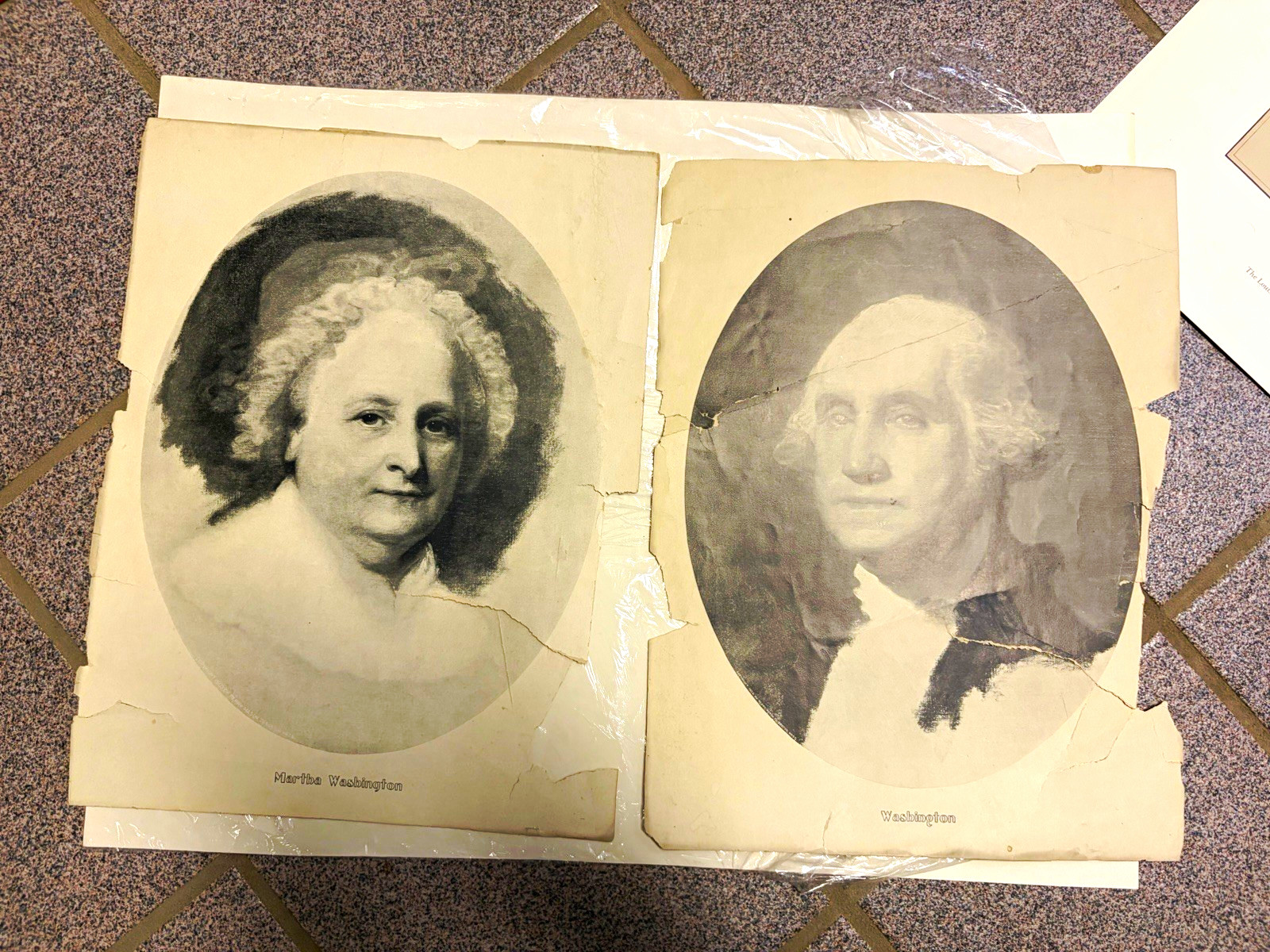 Pair Antique 1903 George & Martha Washington Prints Perry Mason Co Boston Mass