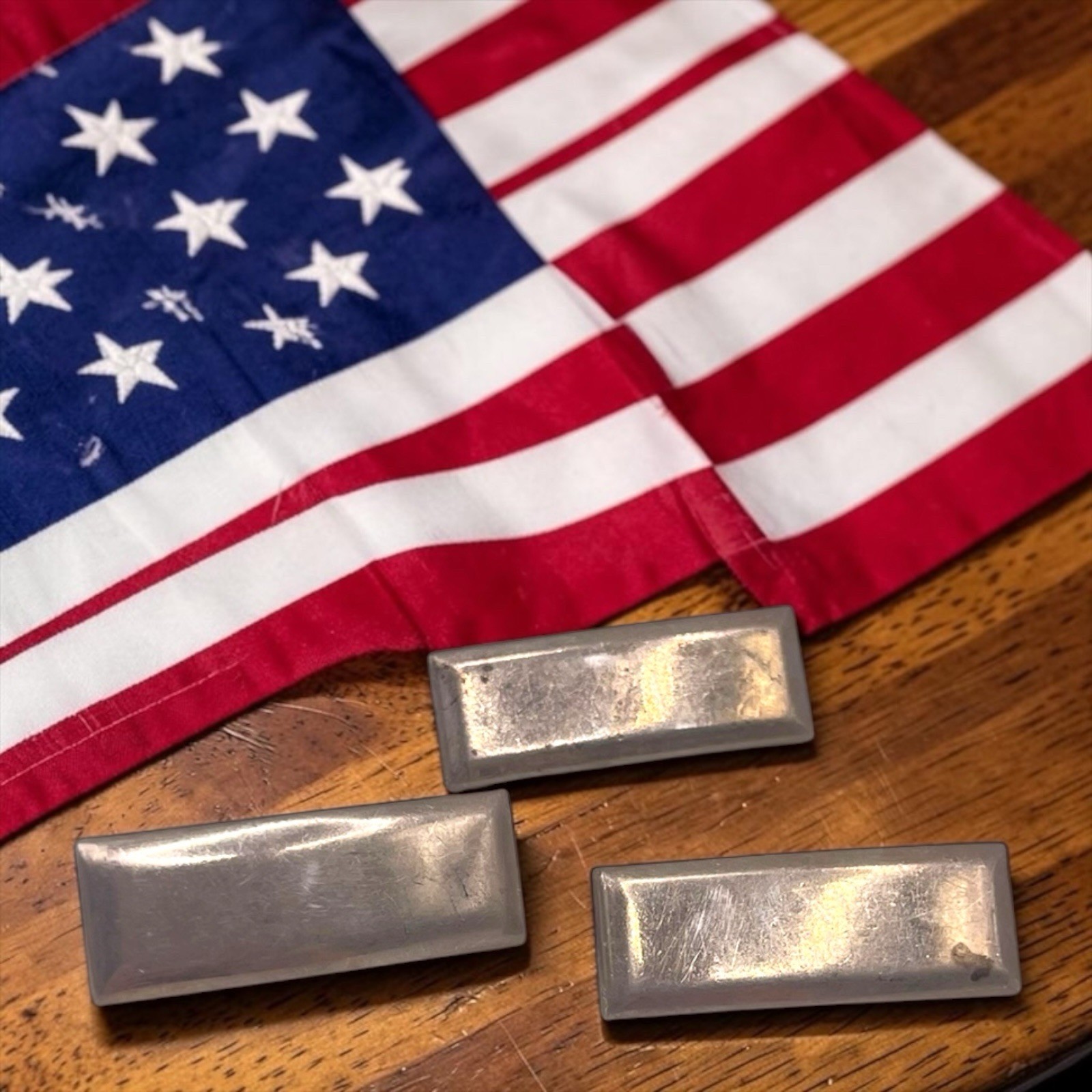 Collectible Lot of 3 Military WWII 925 Sterling Silver Bars Pin Backs, 1