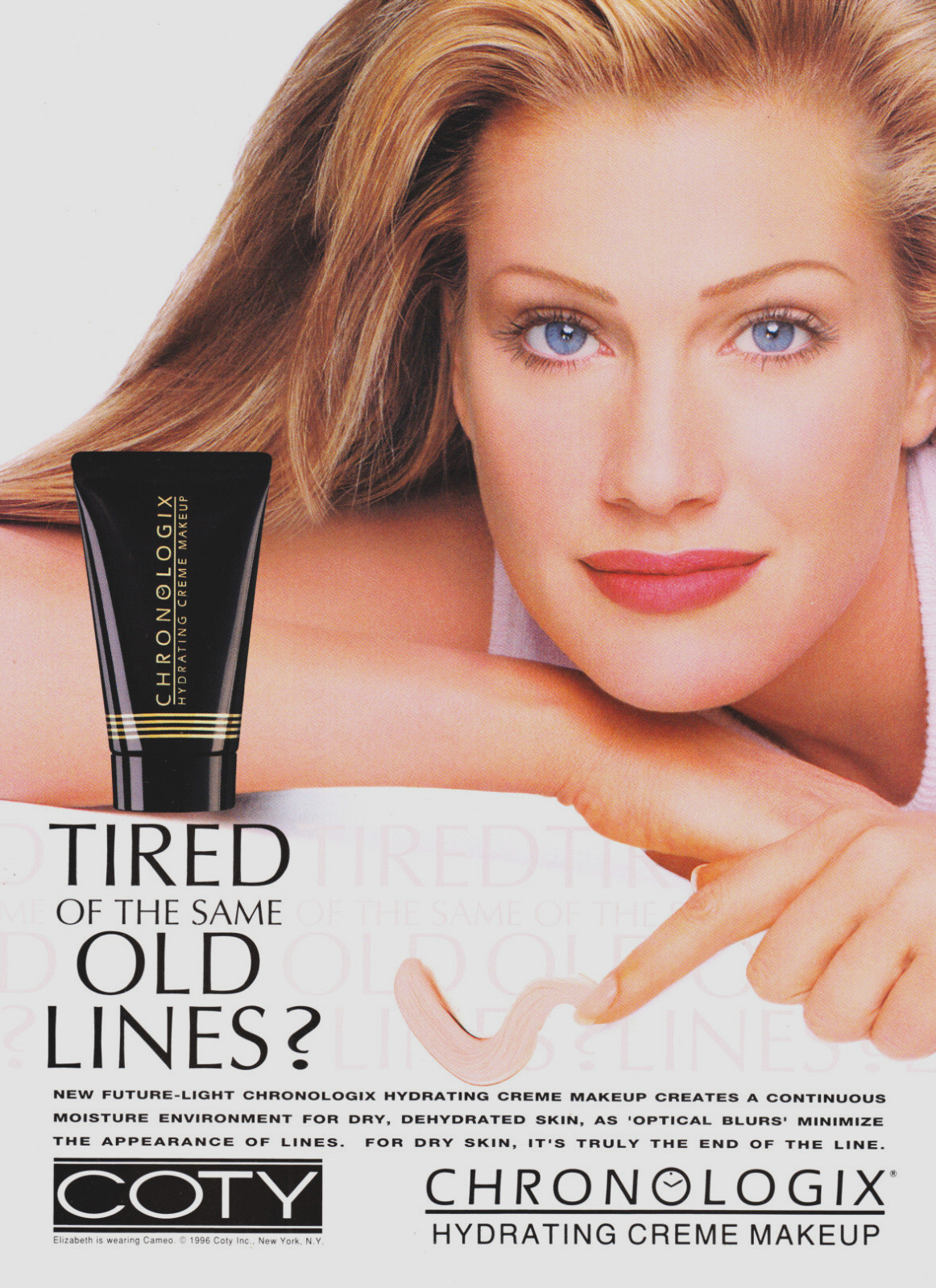 COTY magazine AD #06 RARE 1996 ELIZABETH SEXY BLONDE / ICI 2PG