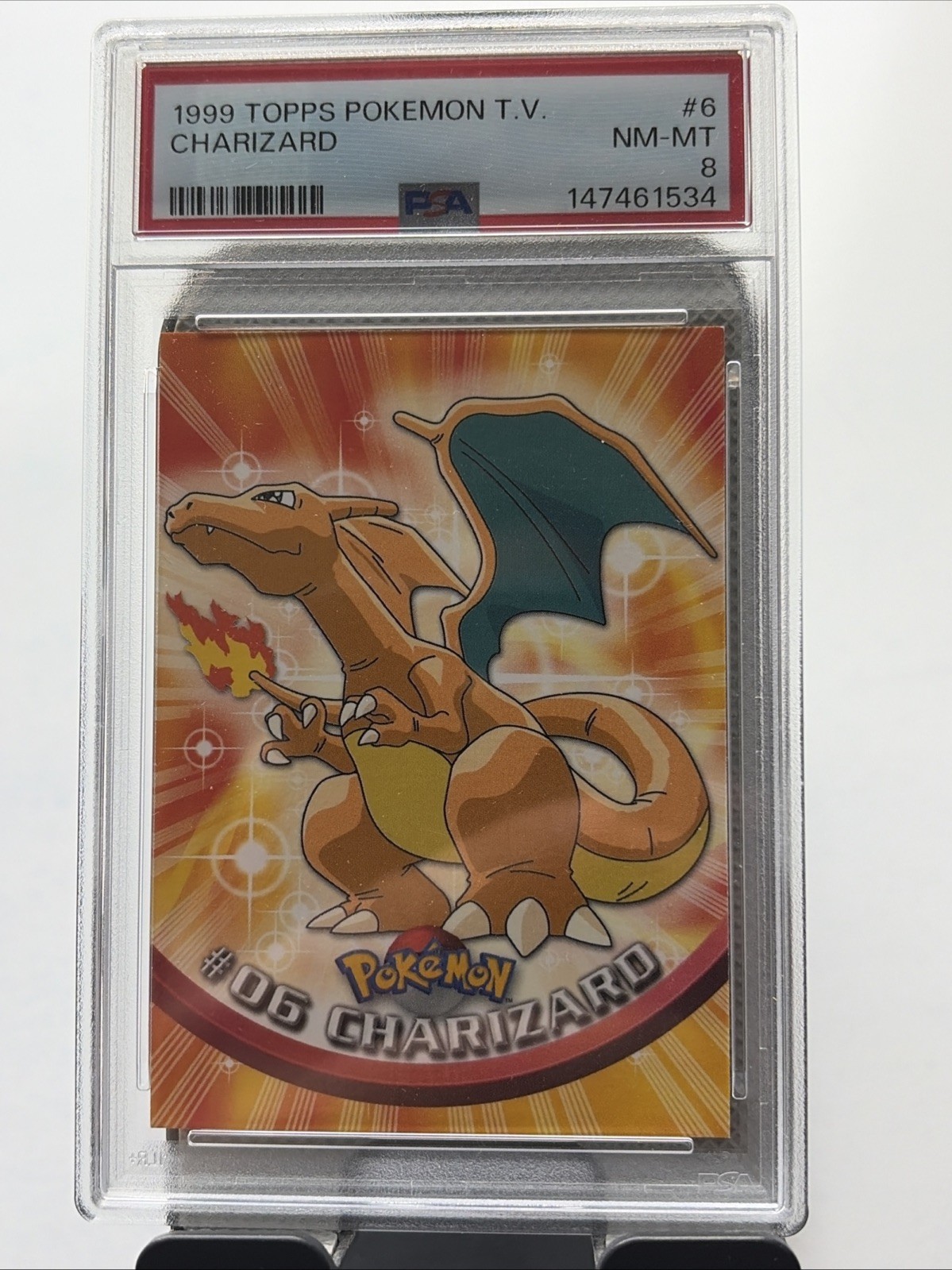 1999 Topps Pokemon T.V. #6 Charizard PSA 8 NM-MT