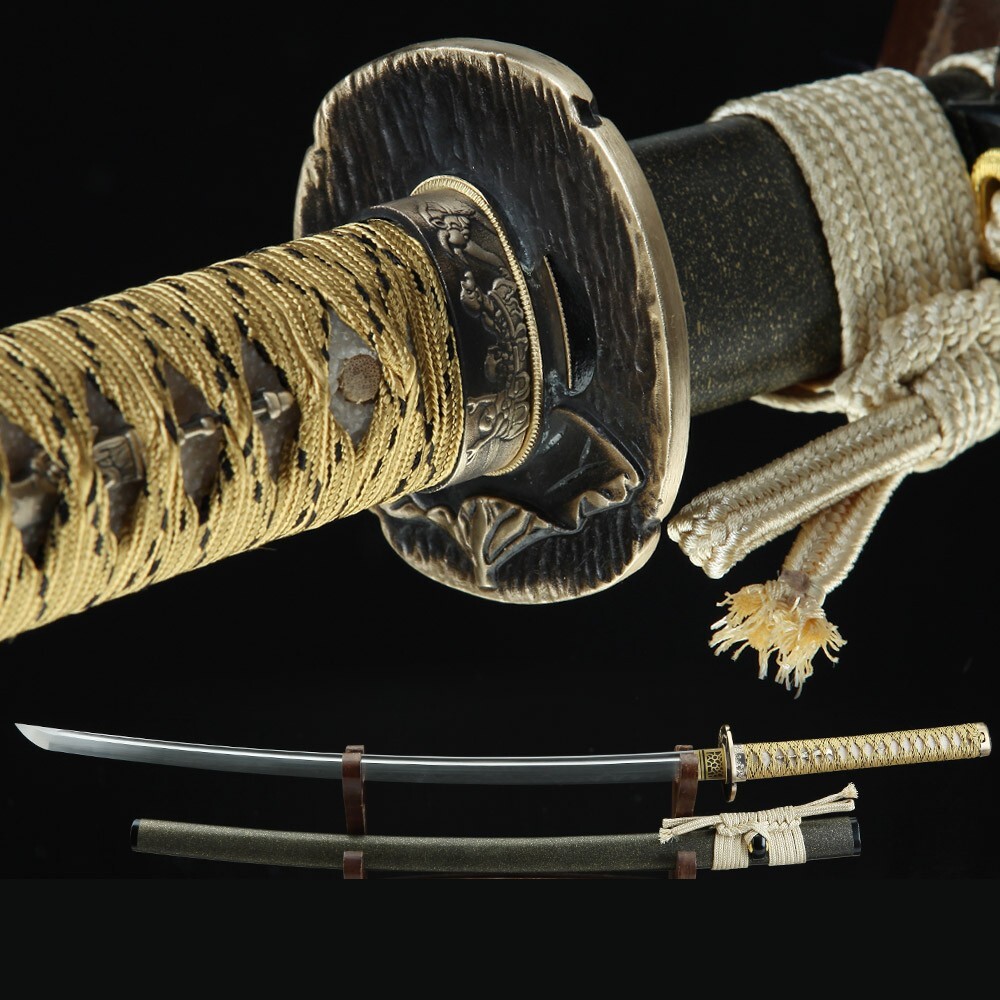 Handmade Authentic Damascus Steel Japanese Katana Lotus leaf Copper Knife Plate