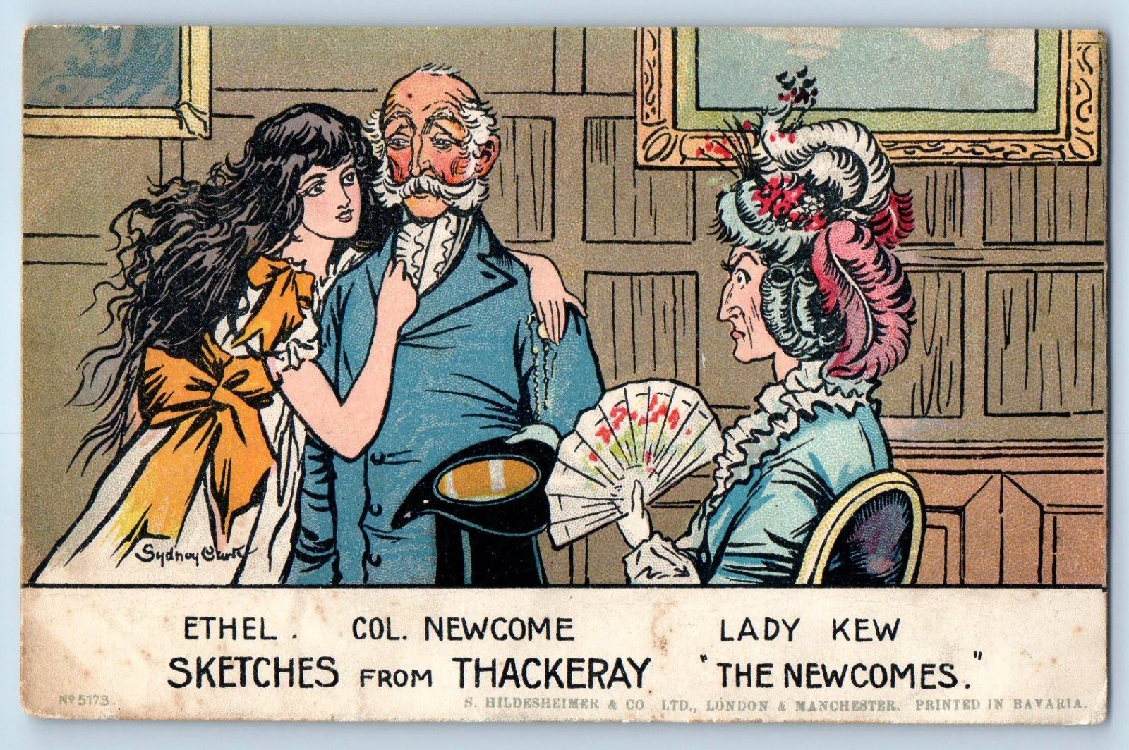 c1910\'s Sketchers From Thackeray The Newcomes Sydney Carter Signed Postcard