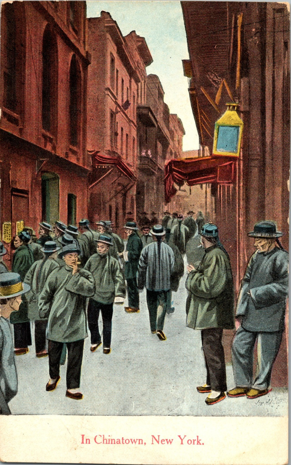 c1910 Chinatown New York Chinese Street Scene Success No 1122 Postcard