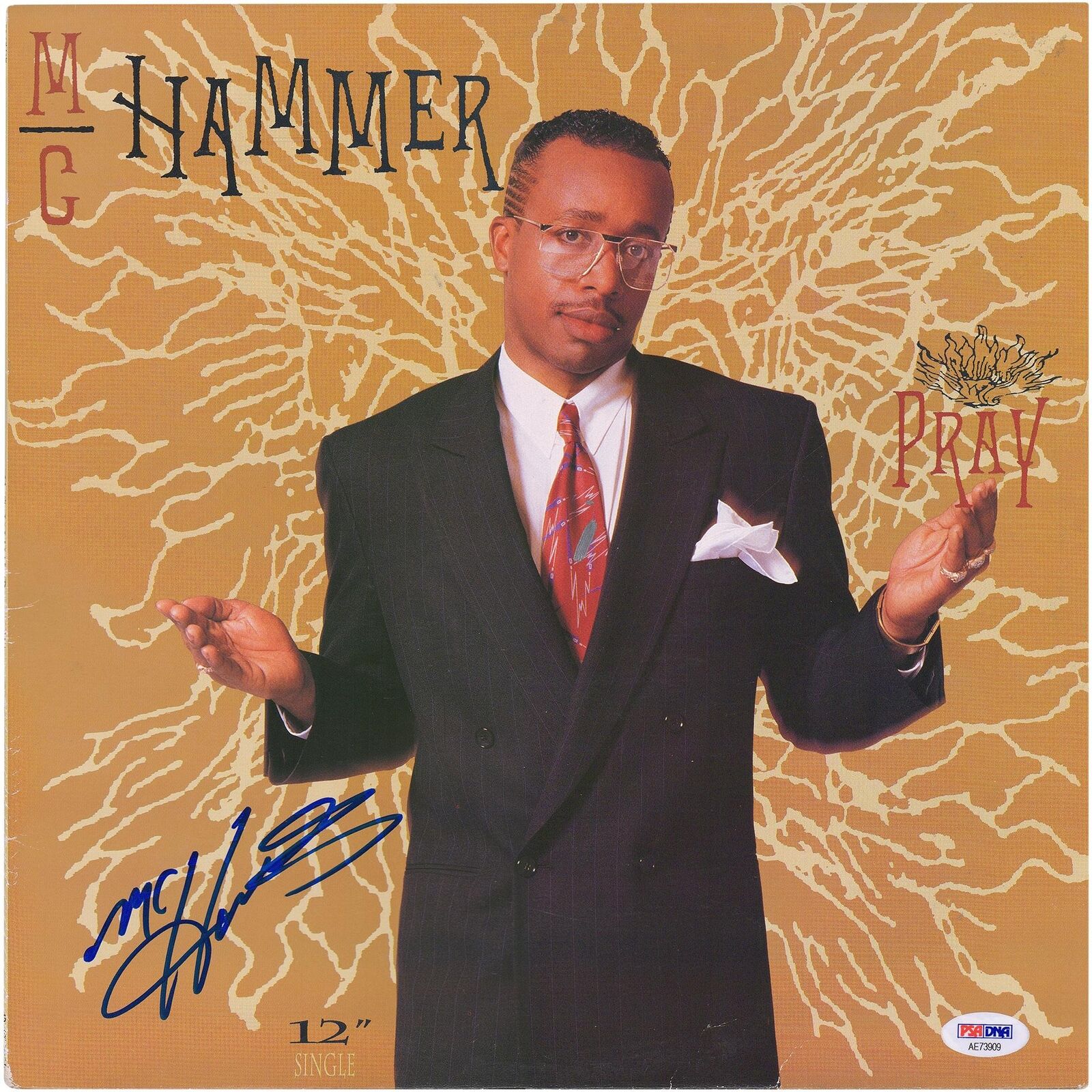 M.C. Hammer Autographed Pray Album Cover PSA Fanatics Authentic Certified
