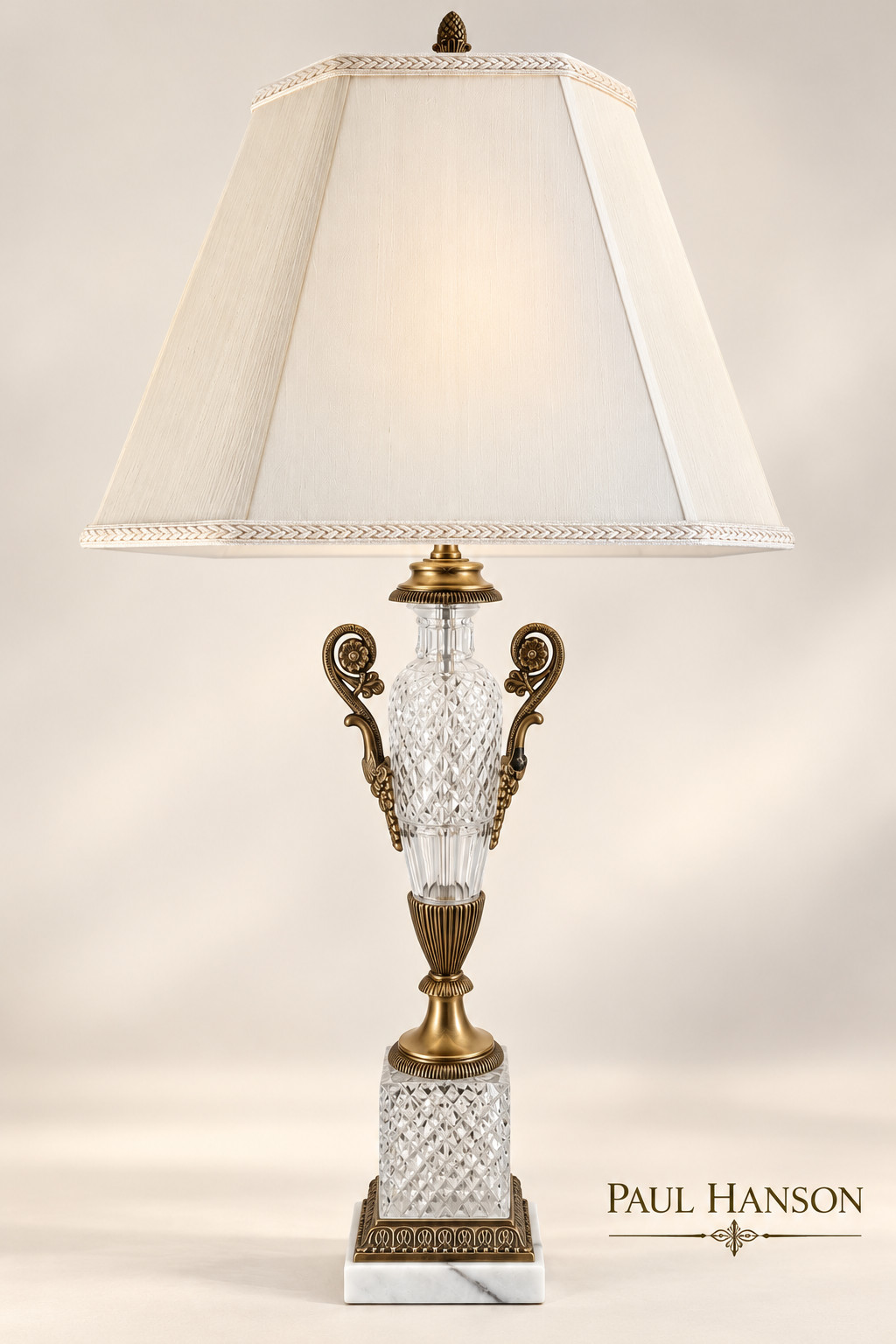 Vintage Paul Hanson Crystal Brass Table Lamp 35