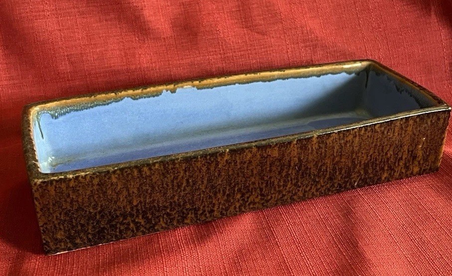 Vintage Bonzai Planter Ikebana Pot Brown Blue Glaze Succulant Tray Planter