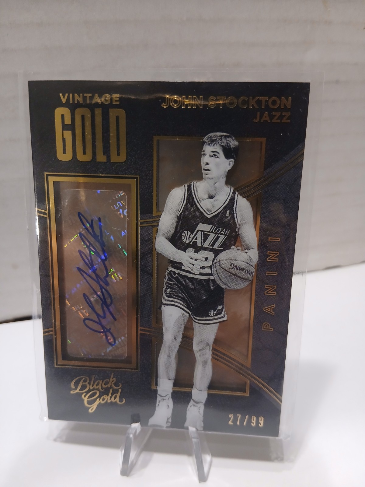 2015-2016 PANINI BLACK GOLD John Stockton VINTAGE GOLD AUTO #16 /99