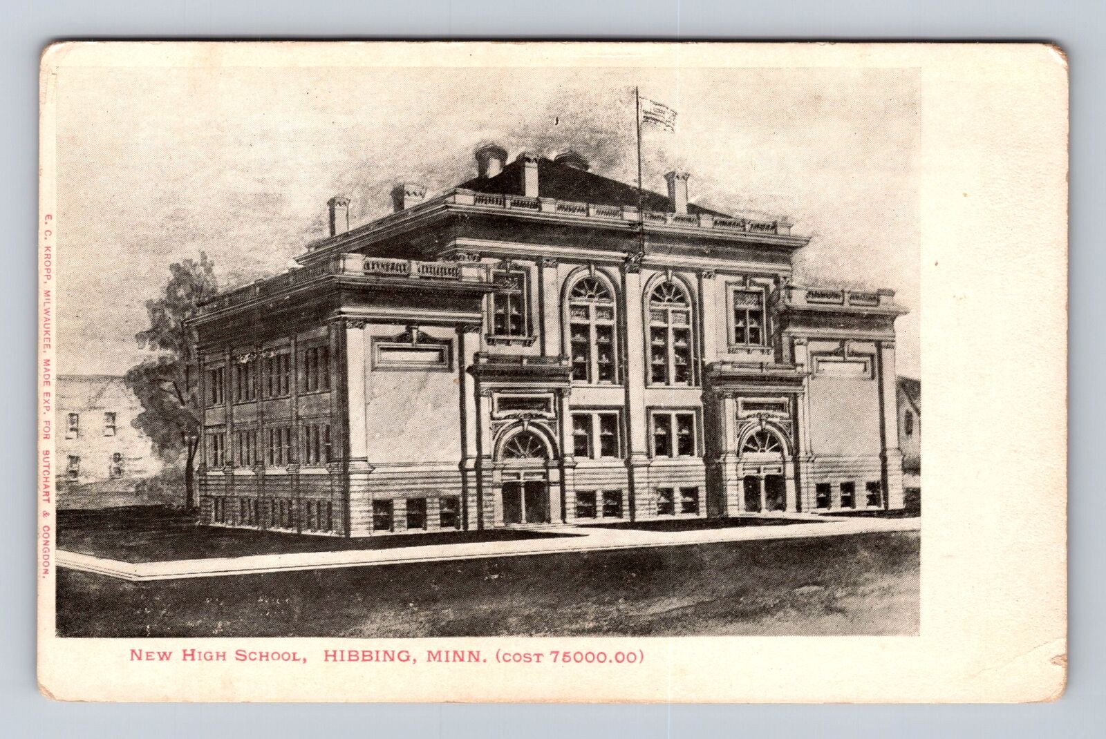 Hibbing MN-Minnesota, New High School, Antique, Vintage Postcard