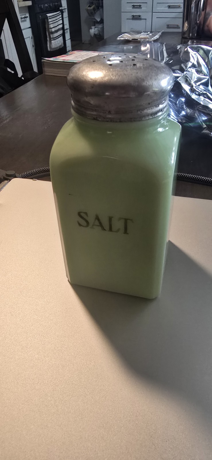 Vintage McKee Green Jadeite Glass Salt Shaker 1940s