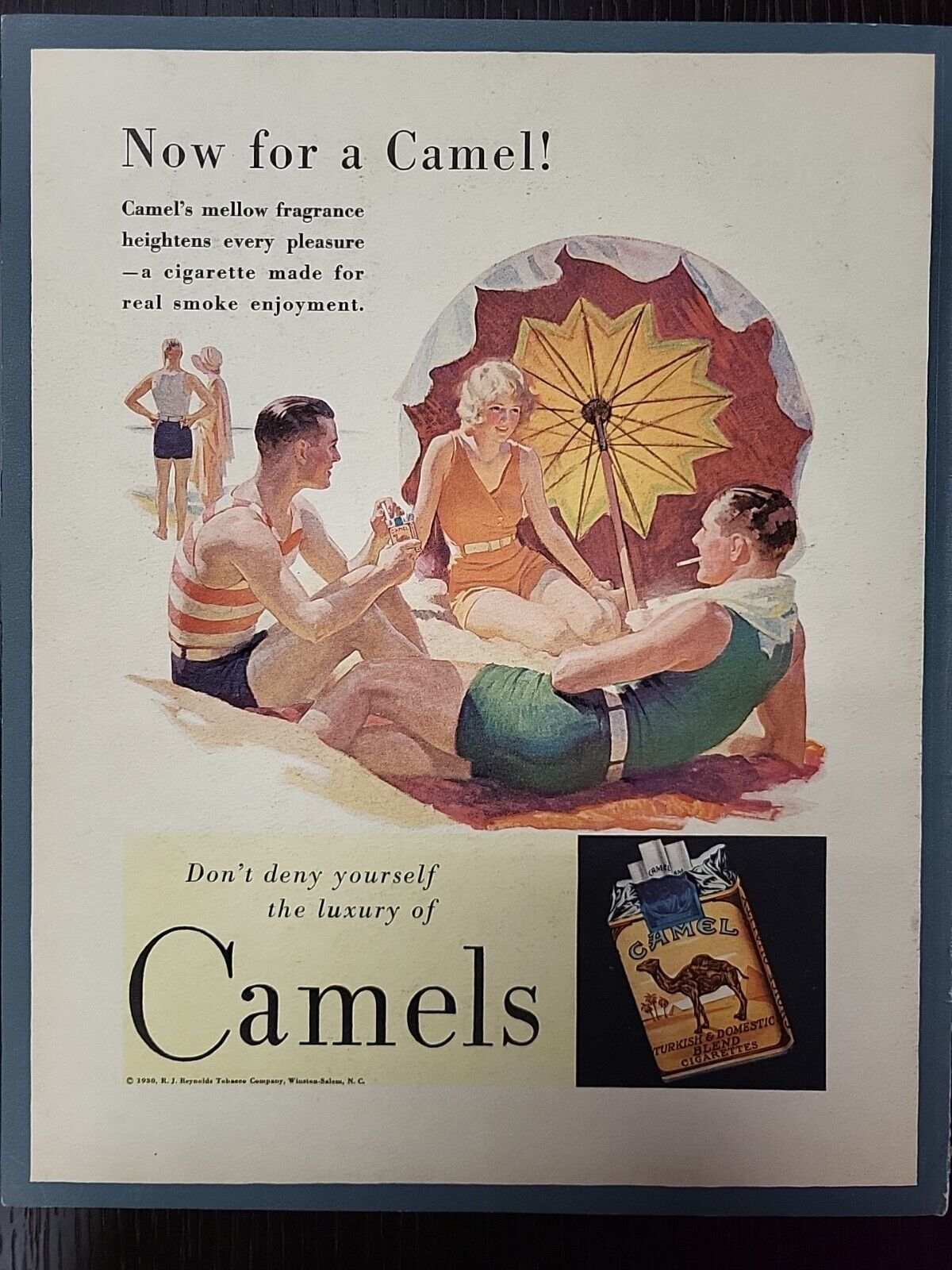1930 Fortune Magazine Camel Cigarettes Beach bathing suits  Print Advertising