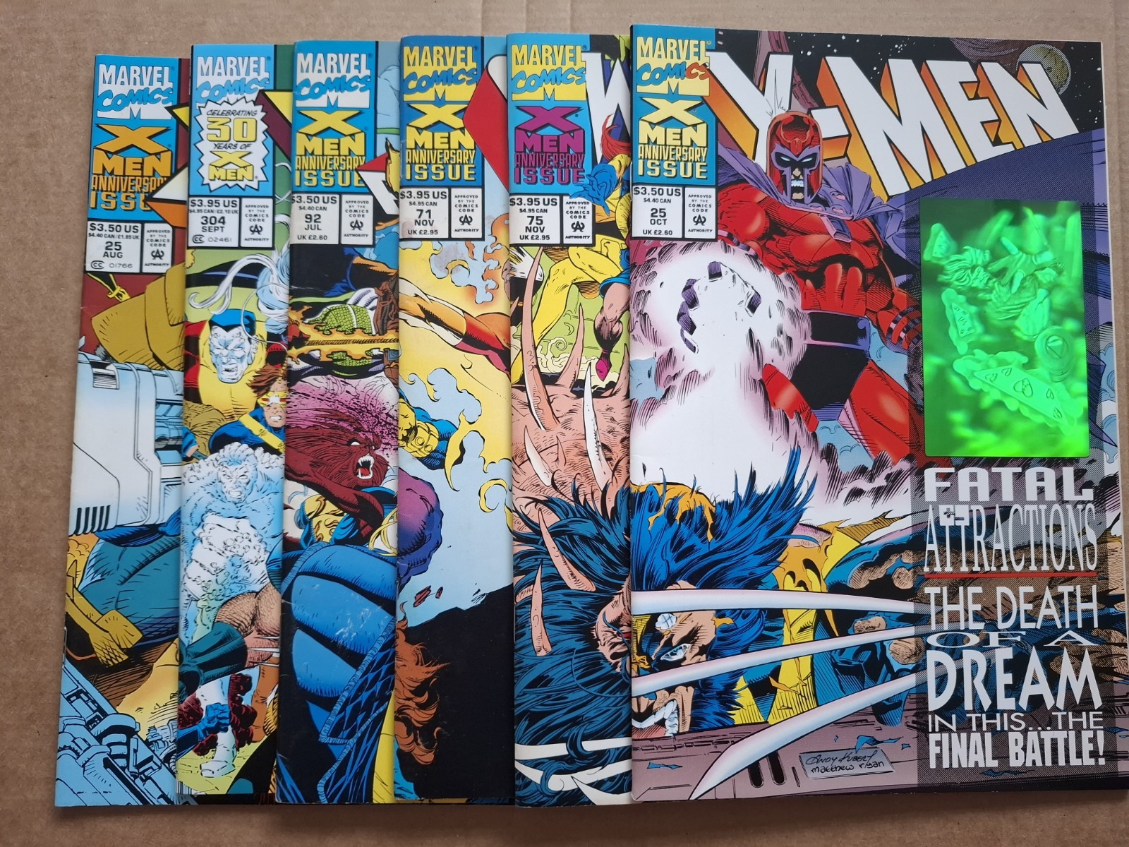 X-MEN FATAL ATTRACTIONS HOLOGRAM COVERS 1-6 COMPLETE Wolverine Lot Of 6 (2)