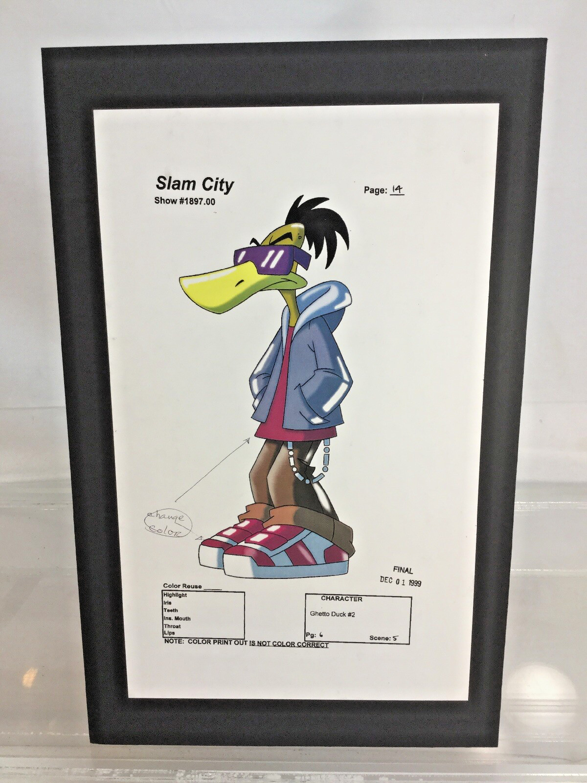 STEVE MITCHELL (DC COMICS) STUDIO COMIC ART SLAM CITY GHETTO DUCK 2  PROOF 1999 