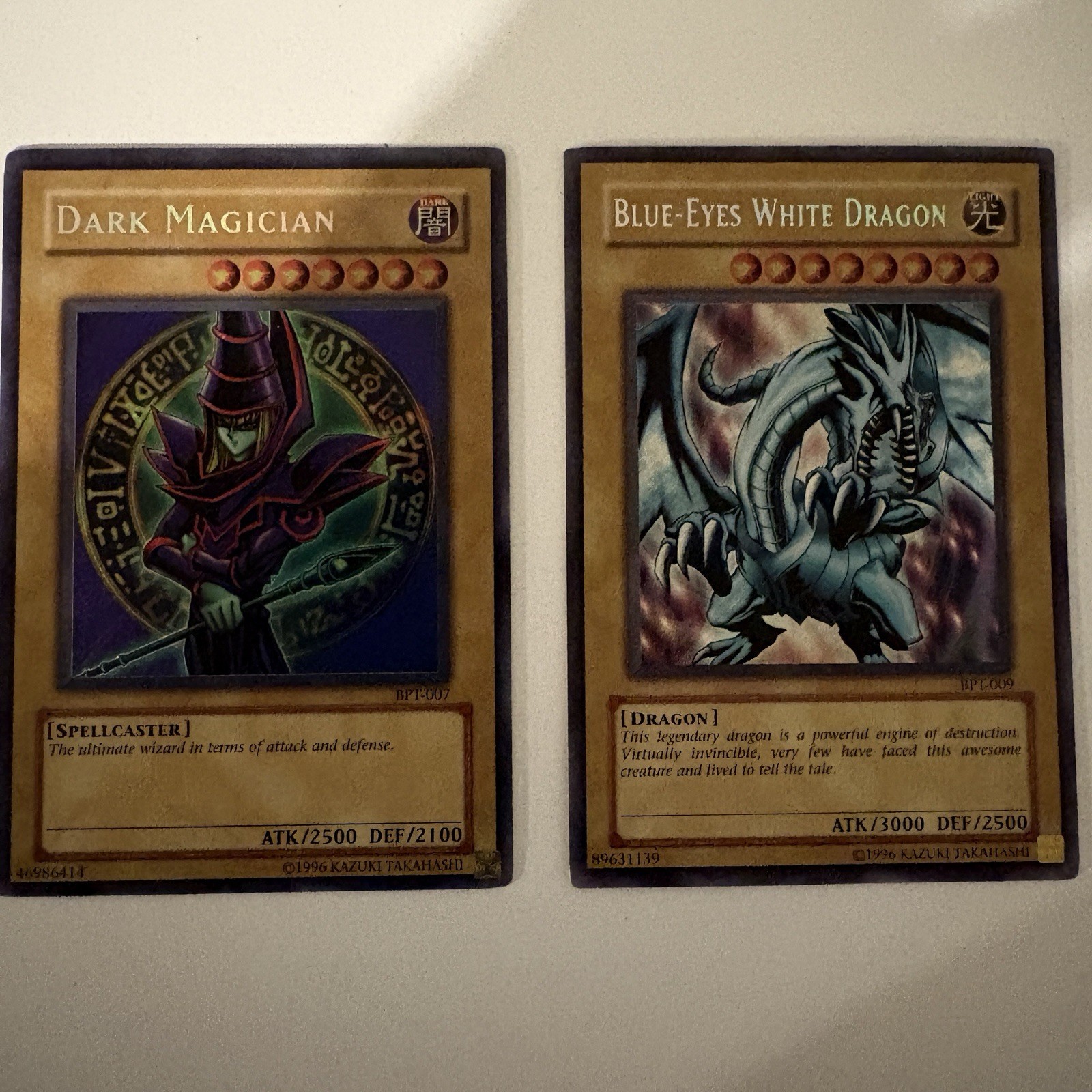 Blue-Eyes White Dragon BPT-009 + Dark Magician BPT-007 Secret Rare Lot Yu-Gi-Oh